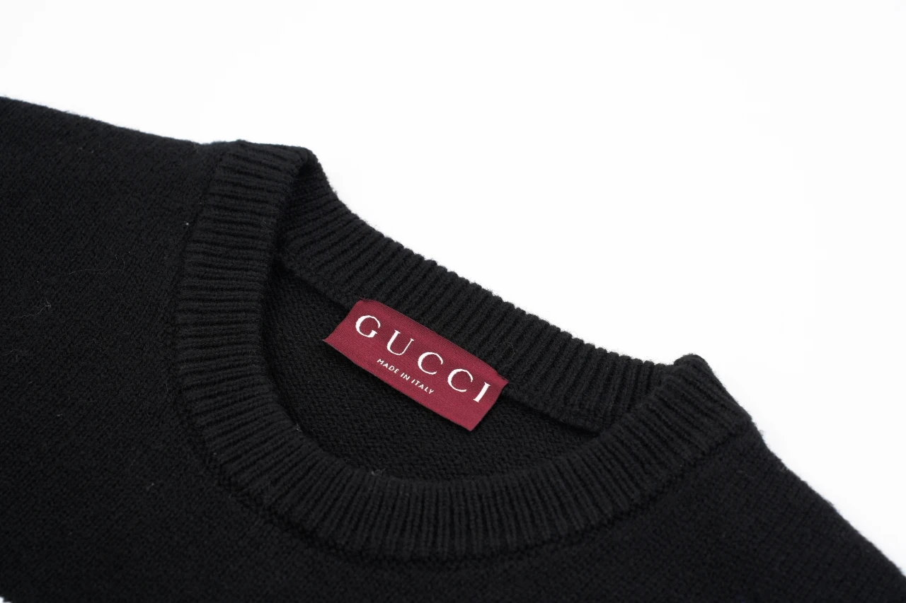 GUCCI Black Script Logo Jacquard Crewneck Sweater product photo from LabelPicks