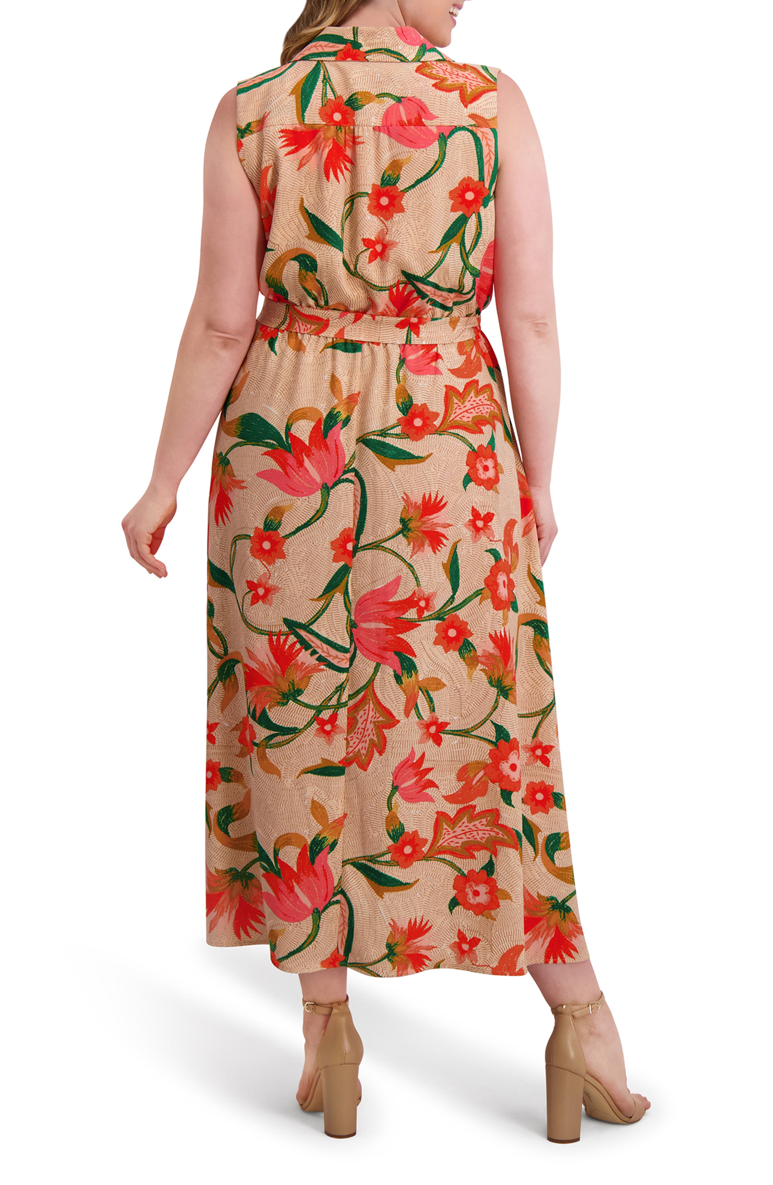 Kensie Tie Waist Textured Midi Dress