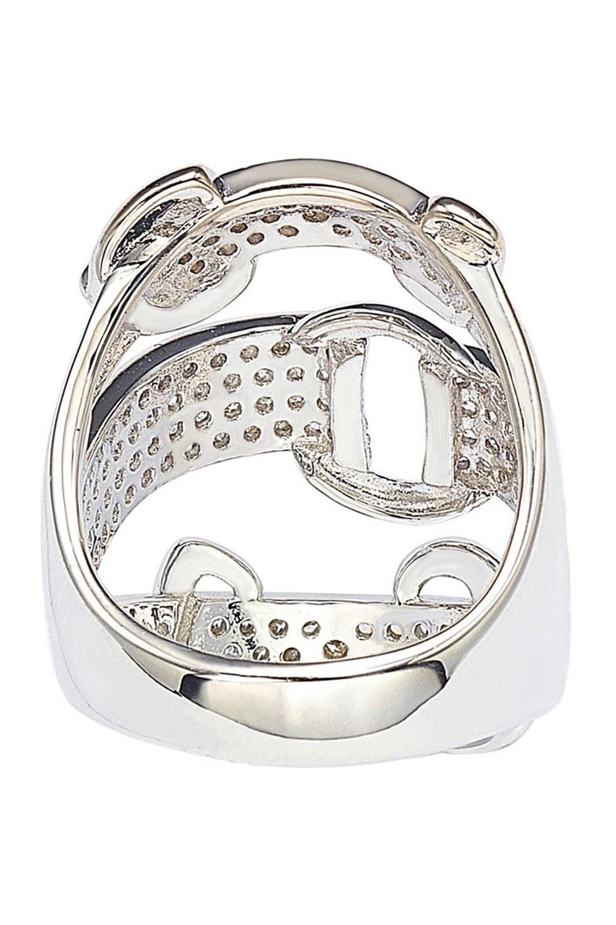SUZY LEVIAN Sterling Silver CZ Triple Buckle Ring