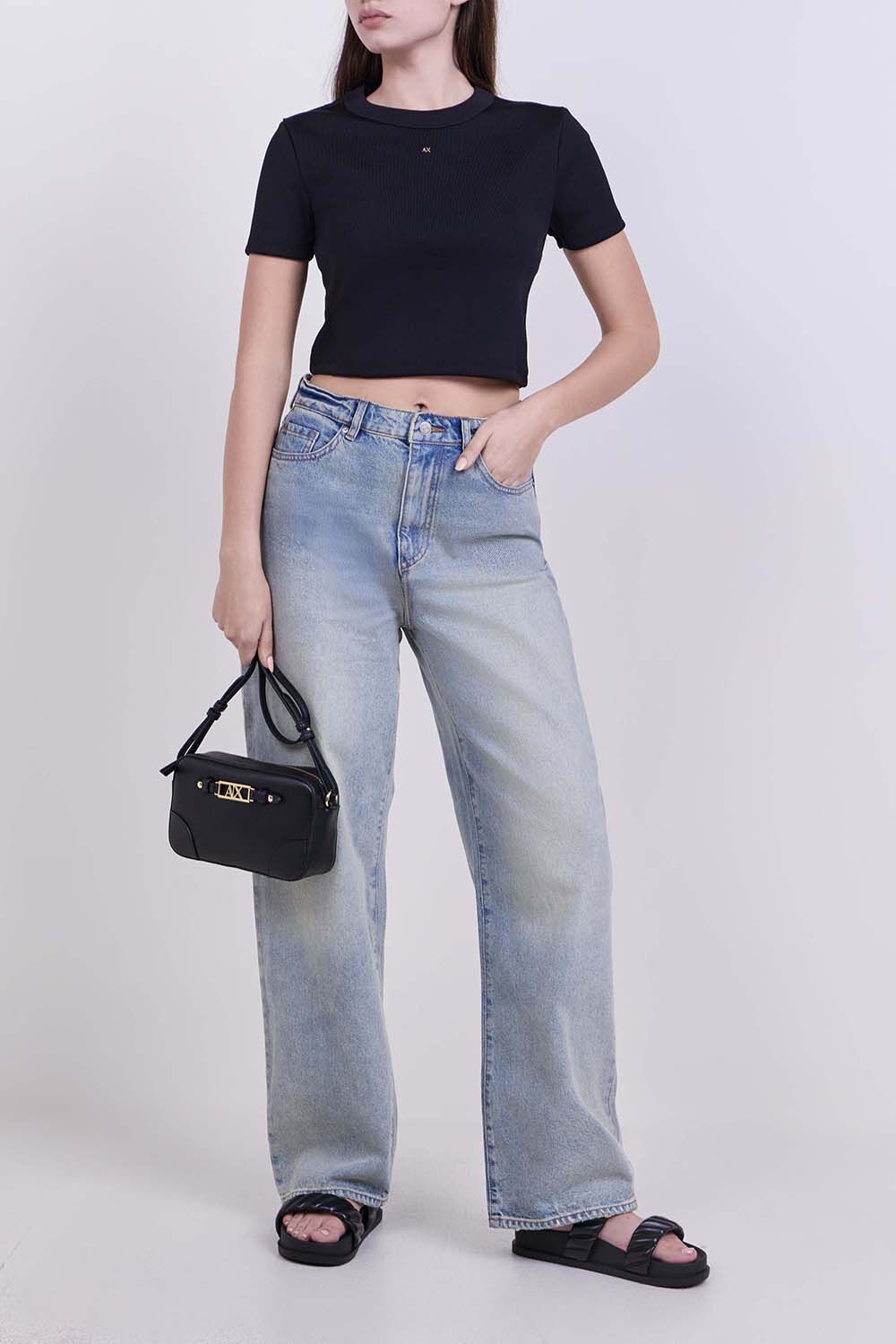 ARMANI EXCHANGE חולצת טי בגזרת קרופ