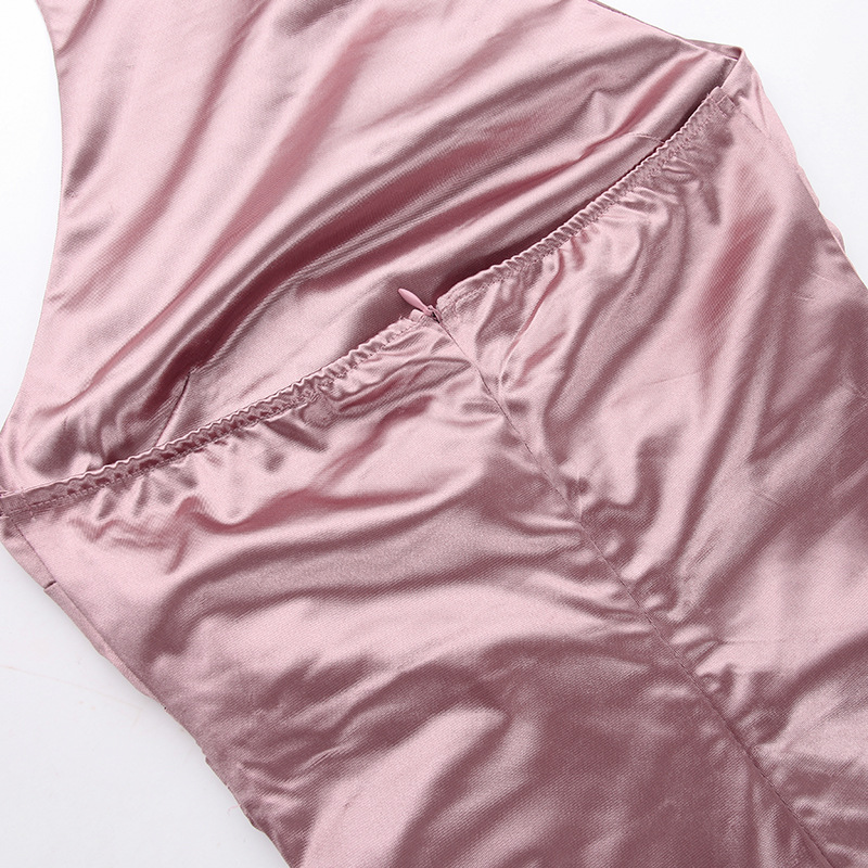 Ladies Summer Satin Evening Birthday Party Dresses Women Sleeveless Backless Halter Side Slit Elegant Long Dress Clothes LYQ602089