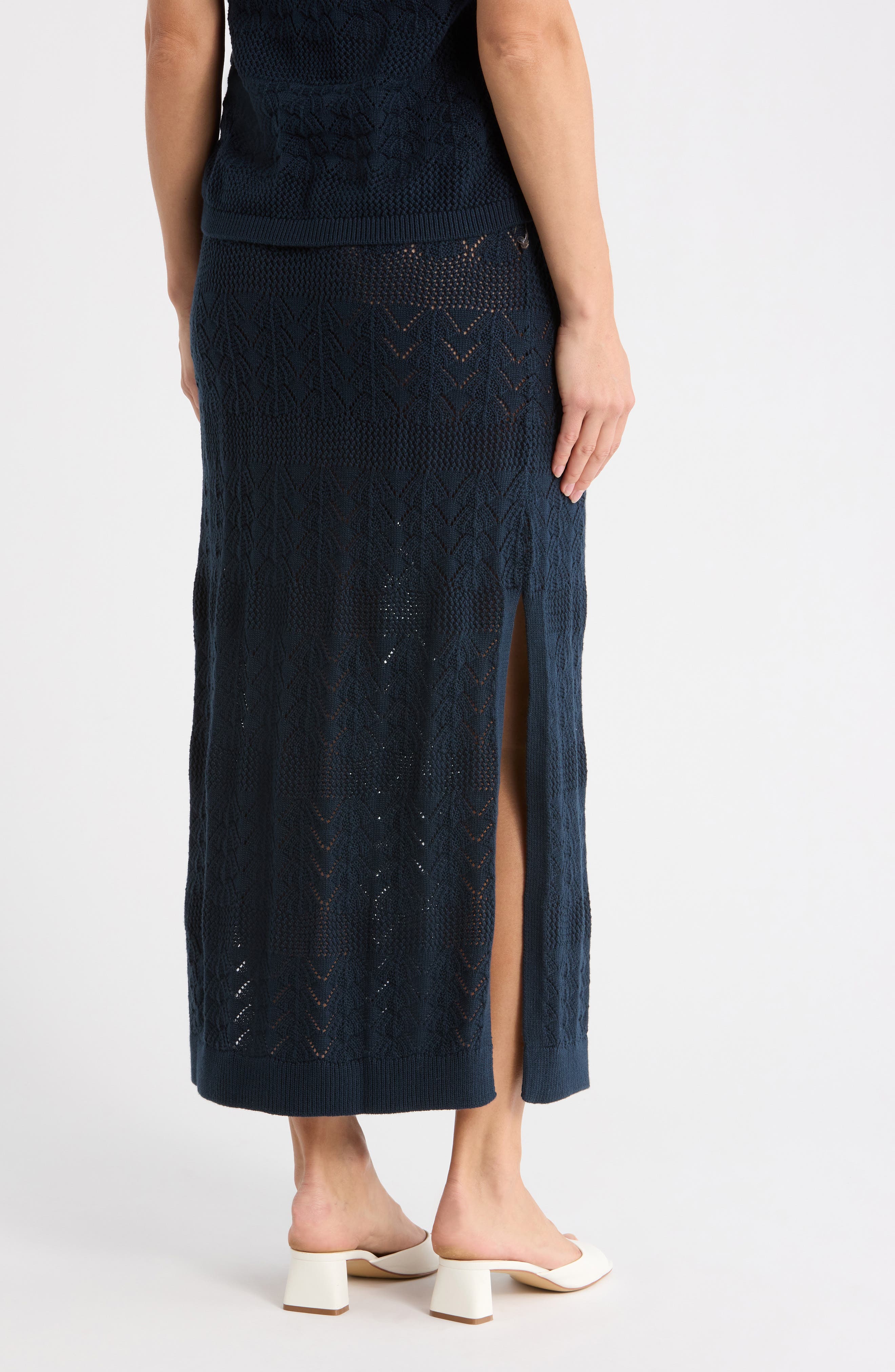 Splendid Pointelle Stitch Cotton Maxi Skirt