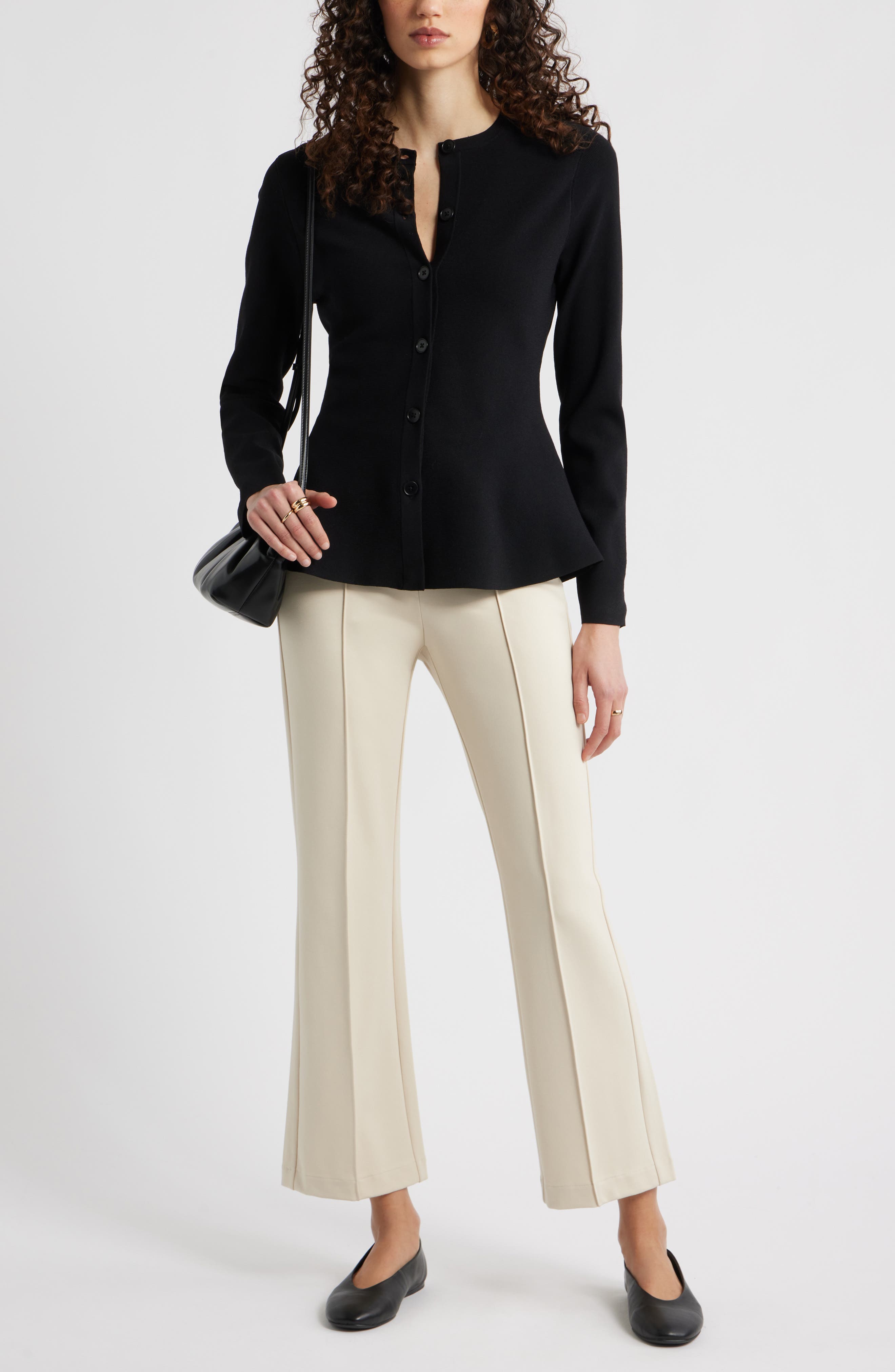 Nordstrom Flared Crewneck Cardigan