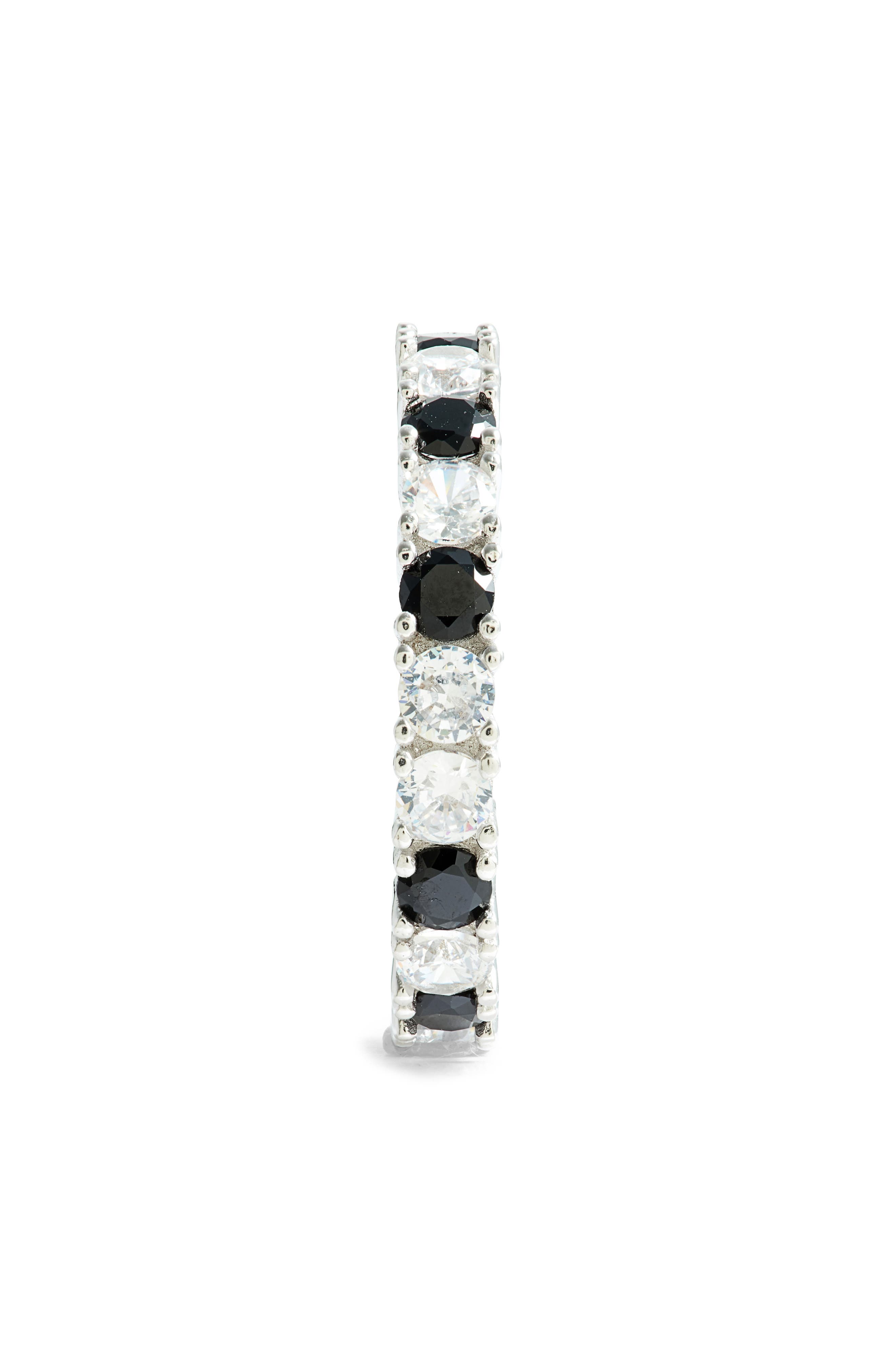 SUZY LEVIAN Sterling Silver Black & White Cubic Zirconia Eternity Band Ring