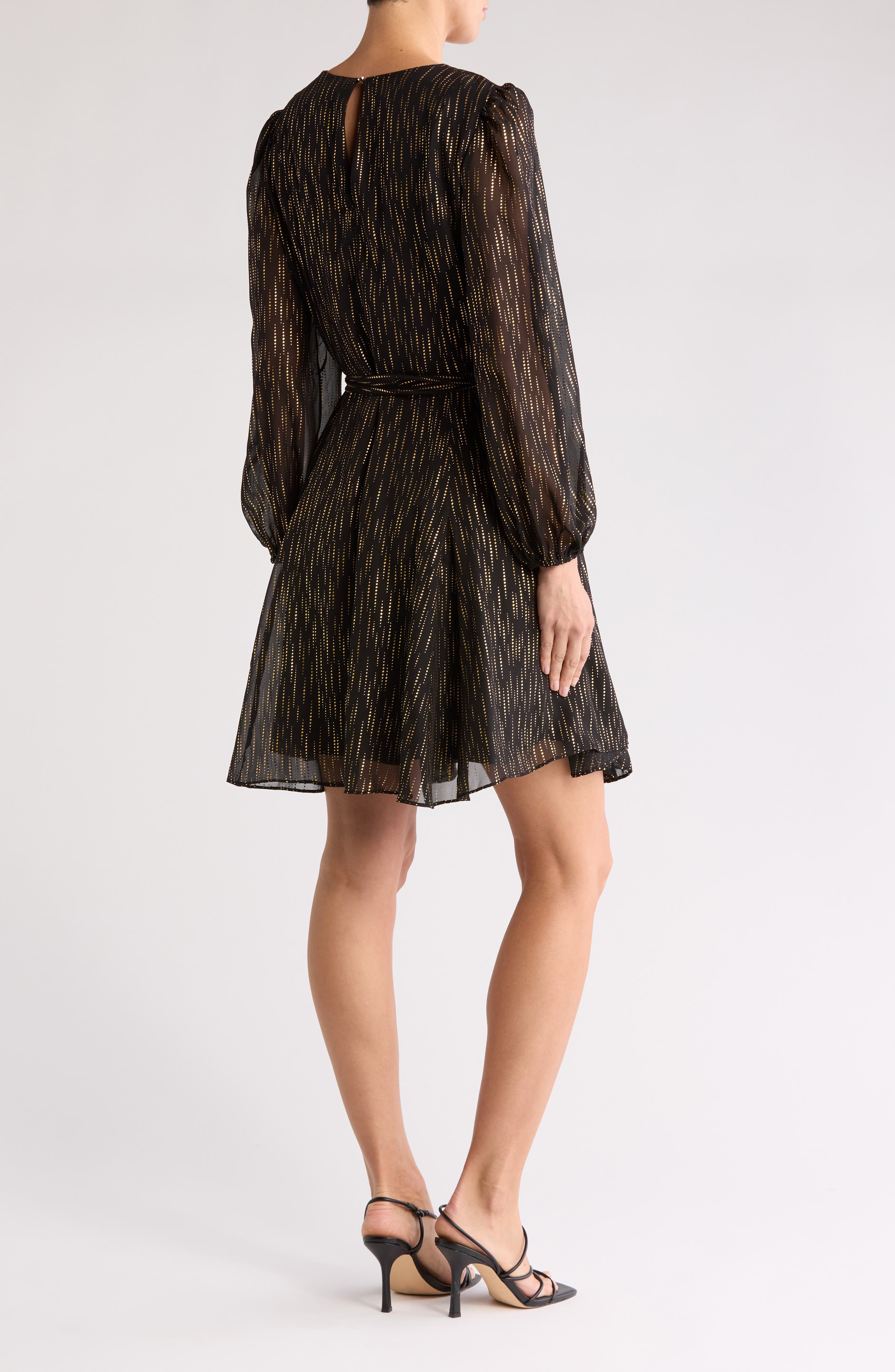 Julia Jordan Metallic Long Sleeve Swing Dress