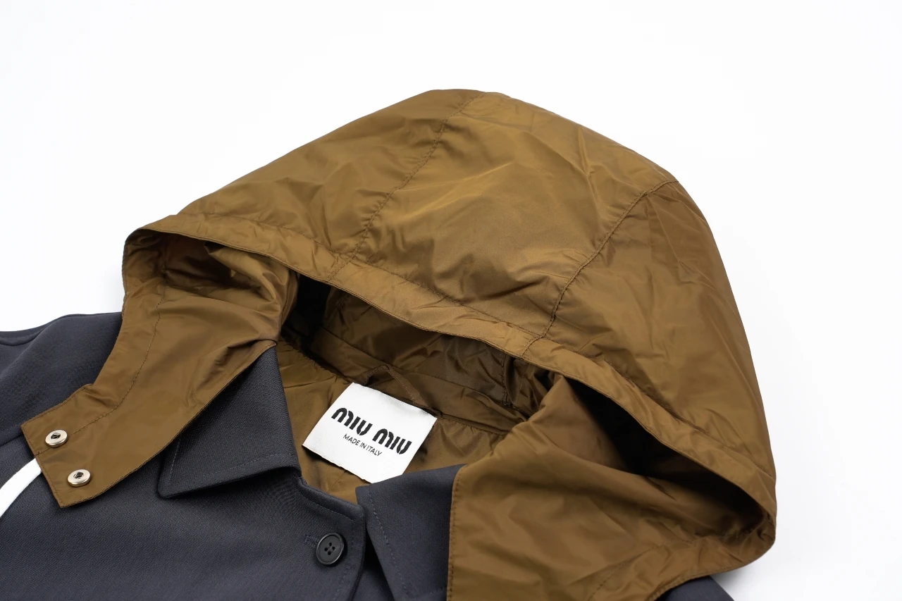 Miu Miu Navy Contrast Hooded Coat product photo from LabelPicks