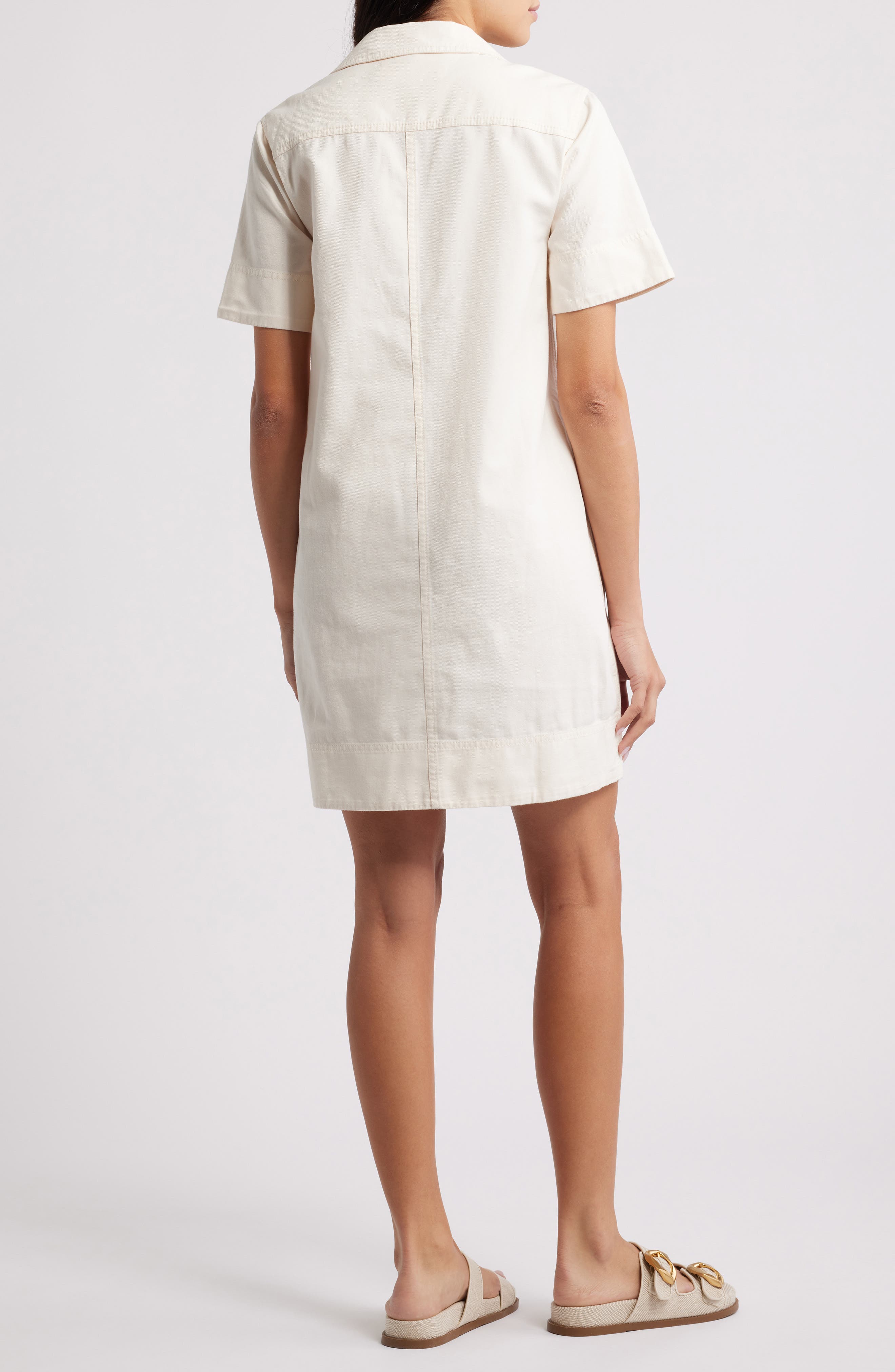 Tommy Bahama Utility Twill Short Sleeve Cotton & Linen Shift Dress