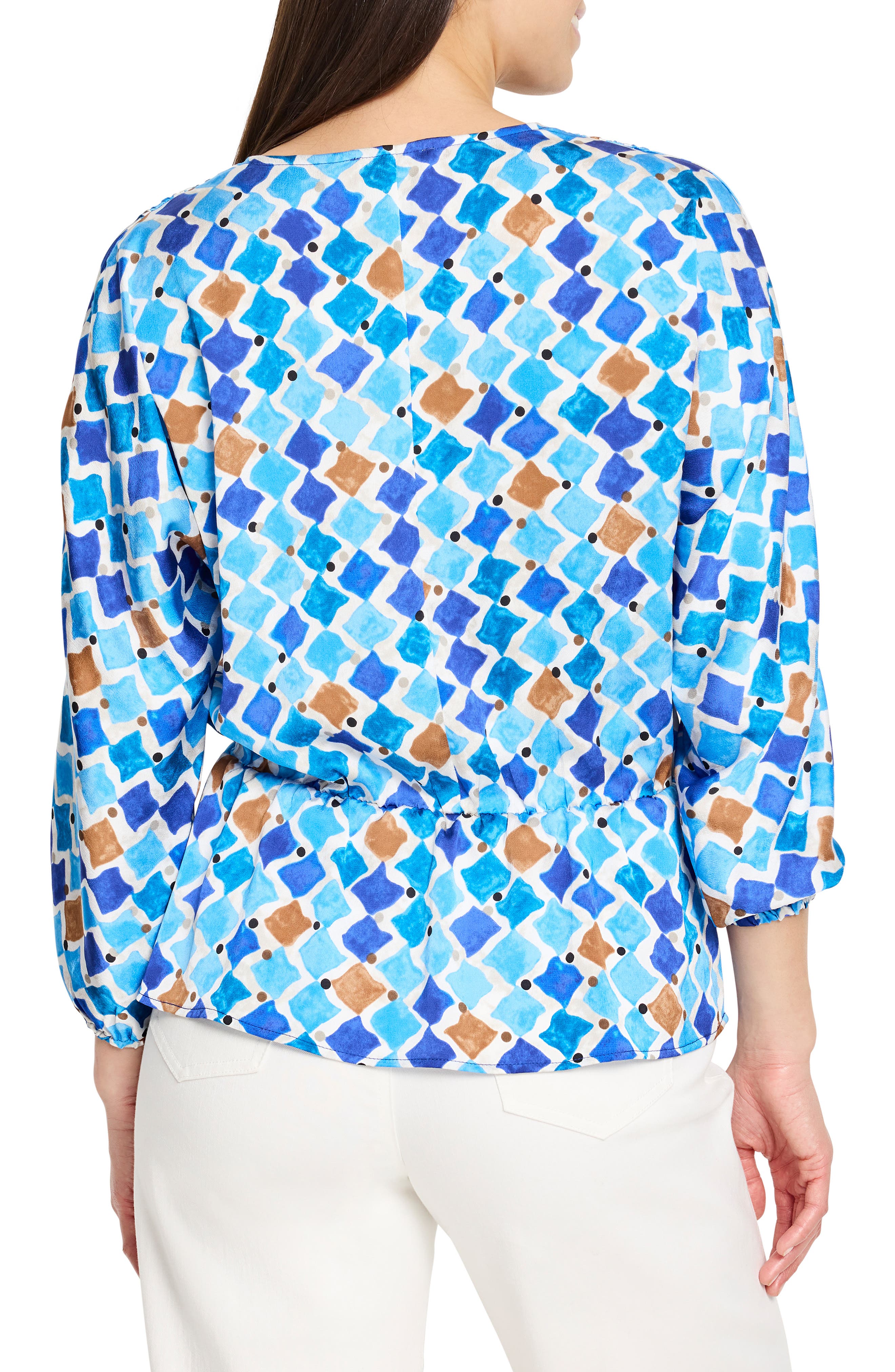 NIC+ZOE Sofia Mosaic Print Peplum Top