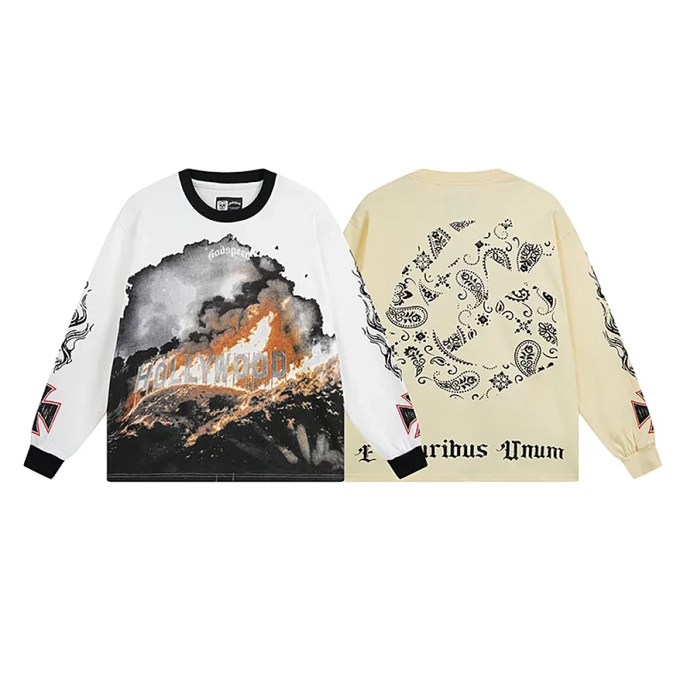 Godspeed Hollywood Thermal Long Sleeve T-shirt #3107 White/Apricot