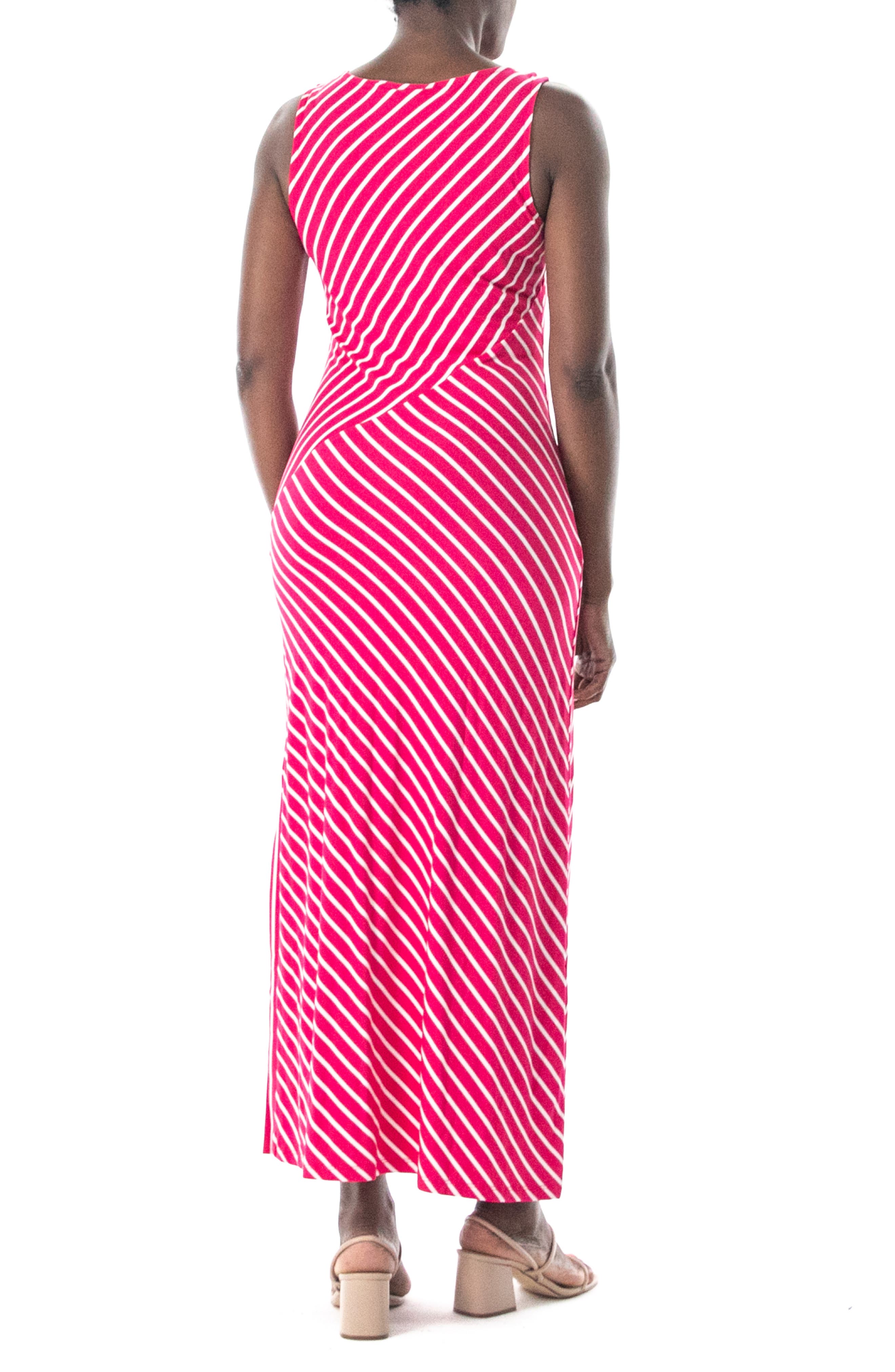 Nina Leonard V-Neck Stripe Maxi Dress