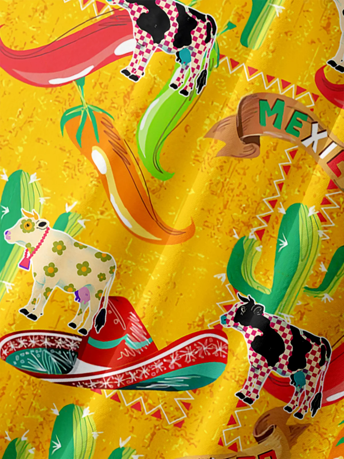 Mexican Cactus Cow Shirt By Andreea Dumuta