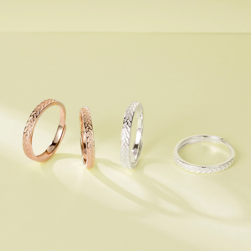 New car wheel pattern couple rings, S925 sterling silver, Korean style, rose gold, simple design, fashionable ring for women, a gift for your girlfriend