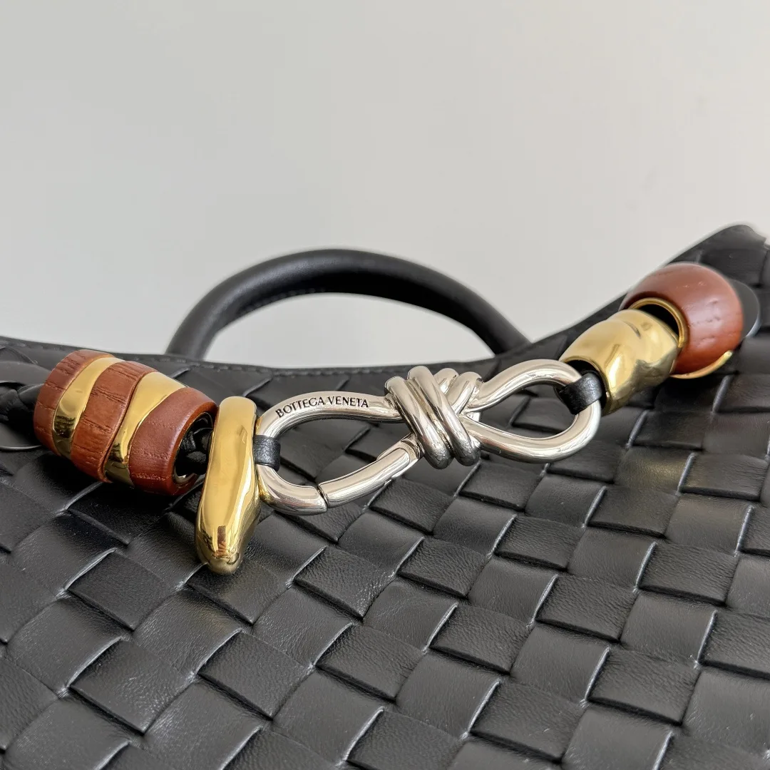Bottega Veneta Black Andiamo Intrecciato Woven Leather Top Handle Bag product photo from LabelPicks