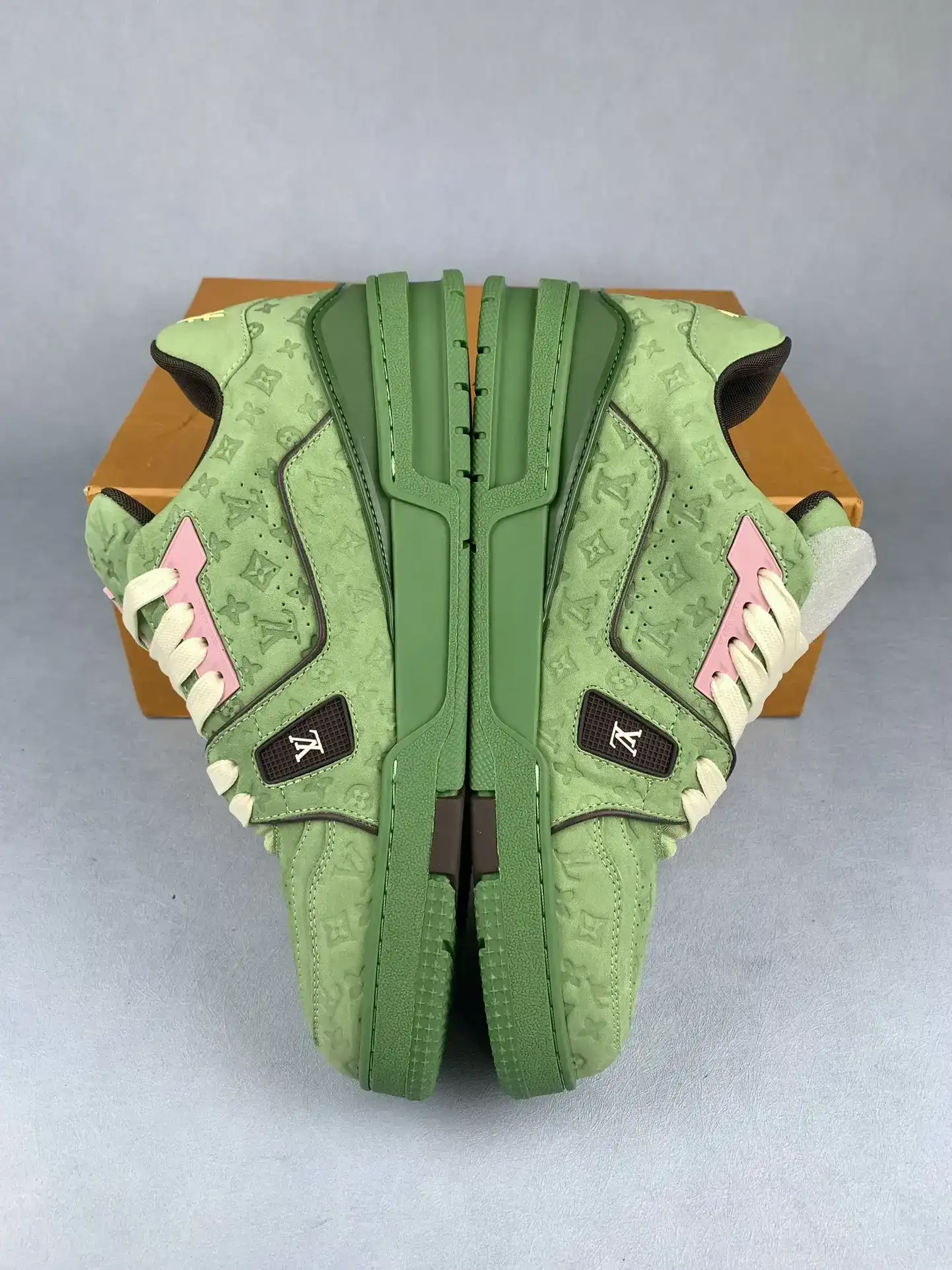 Louis Vuitton LV Trainer Low Sneaker - Cactus Green and Pink product photo from LabelPicks