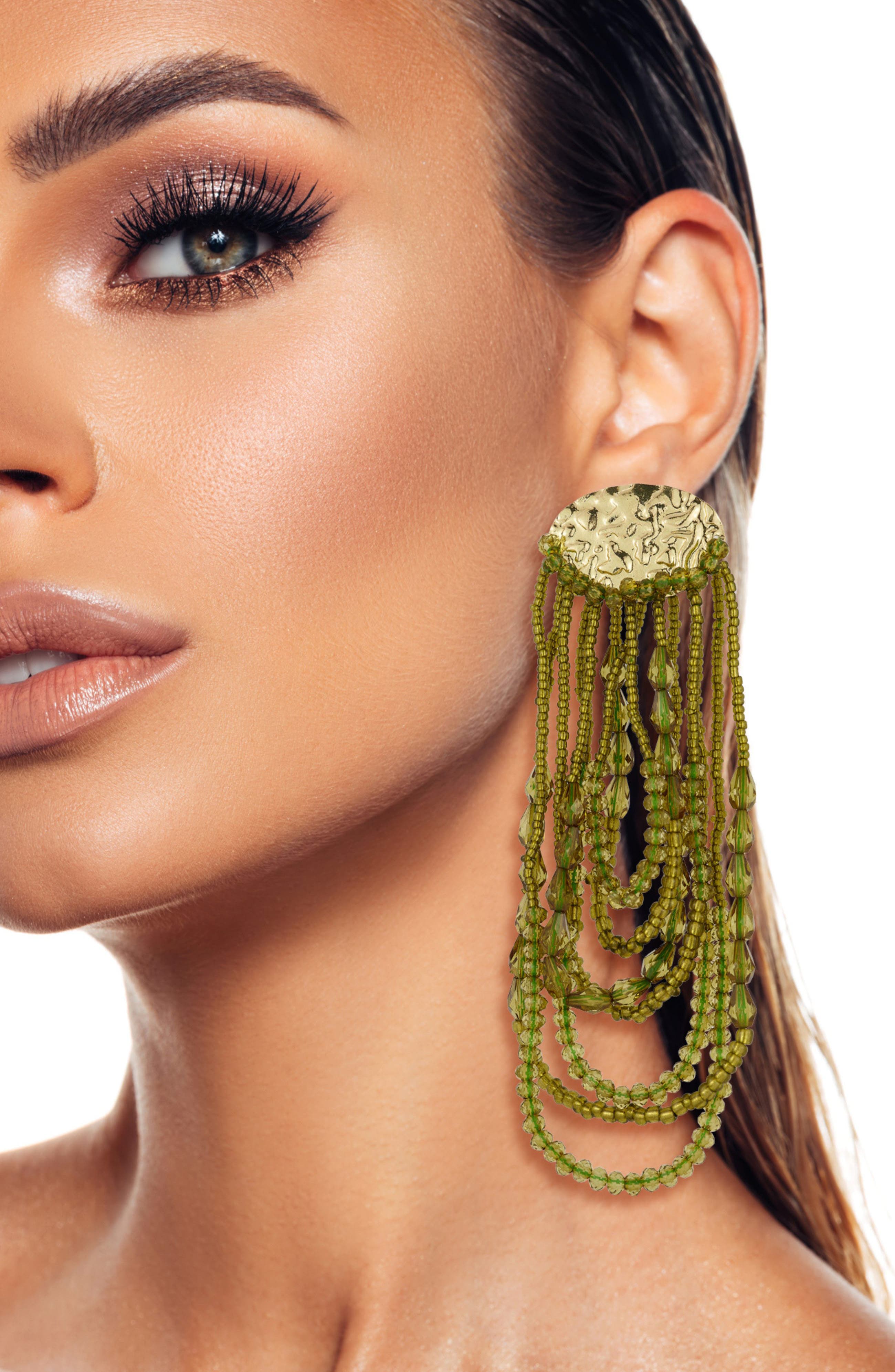 SPHERA MILANO Beaded Fringe Drop Earrings
