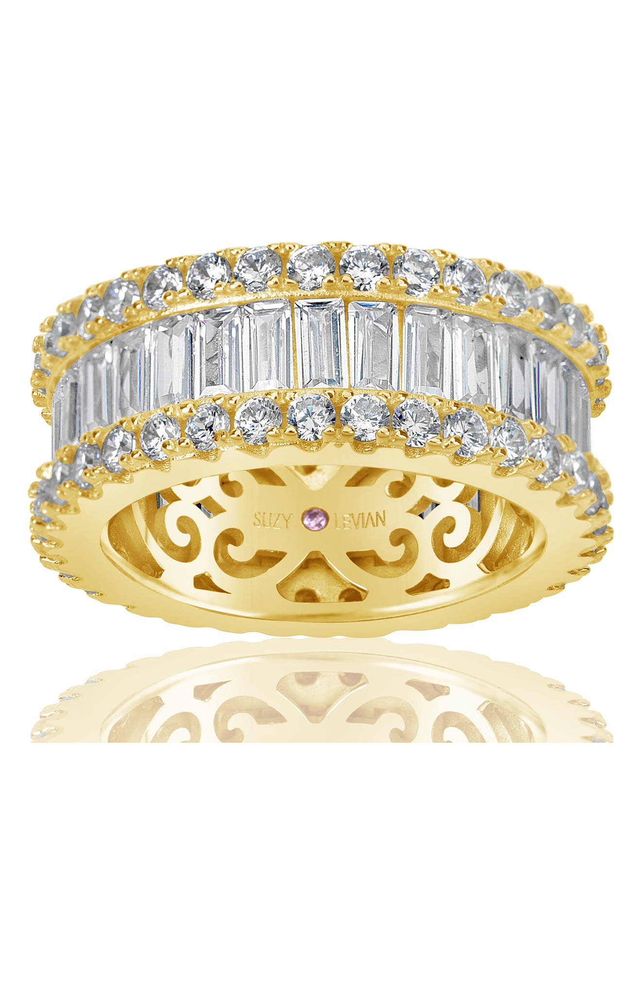 SUZY LEVIAN 14K Gold Vermeil CZ Eternity Band Ring