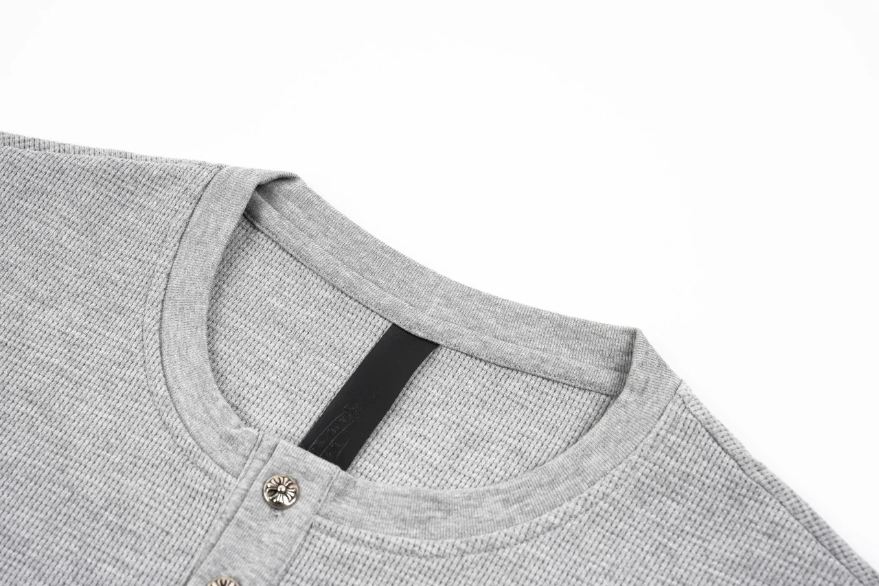 Chrome Hearts Grey Cross Leather Patch Waffle Henley Long Sleeve product photo from LabelPicks