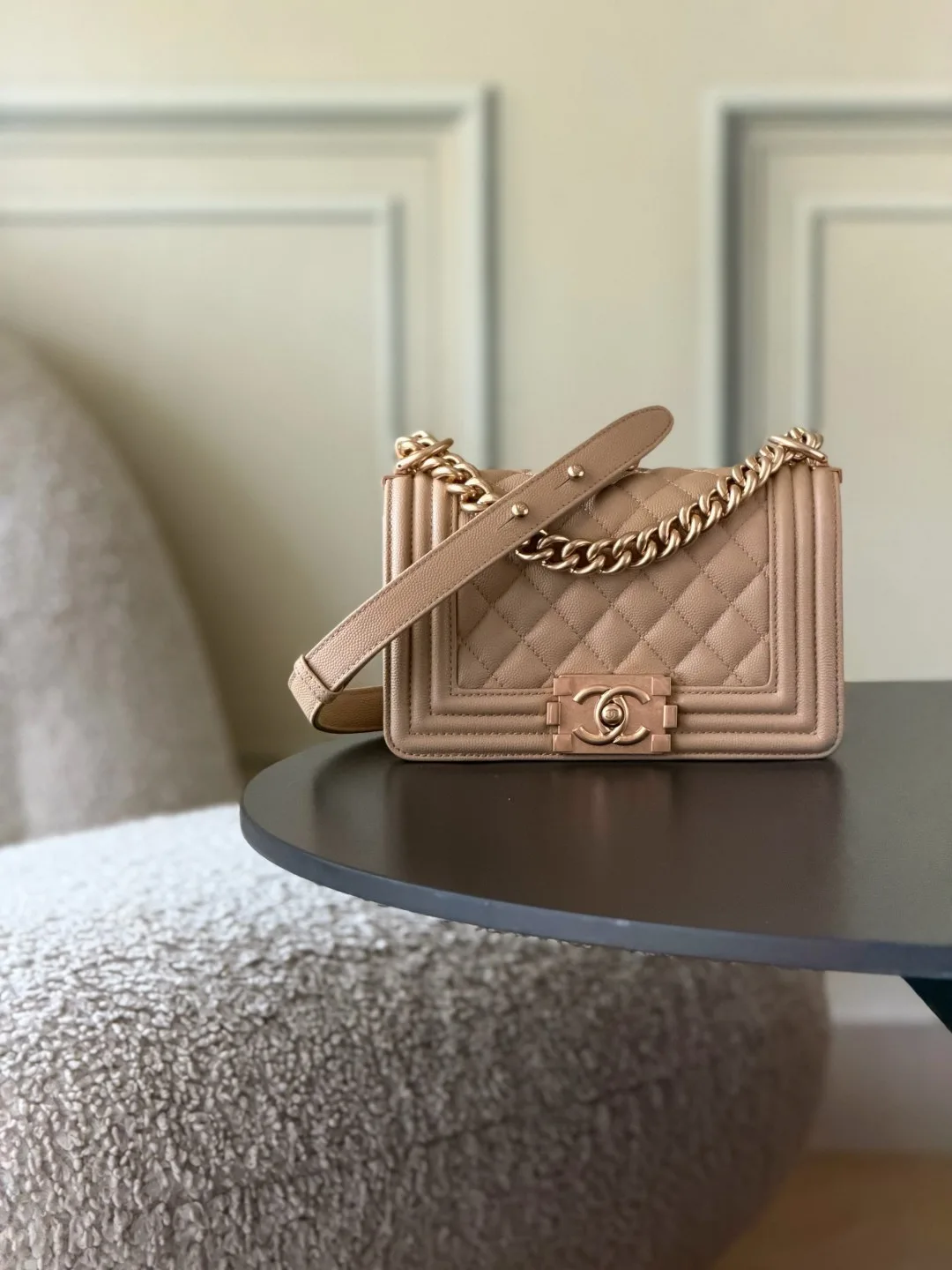 Chanel Beige Quilted Leather Crossbody Bag product photo from LabelPicks