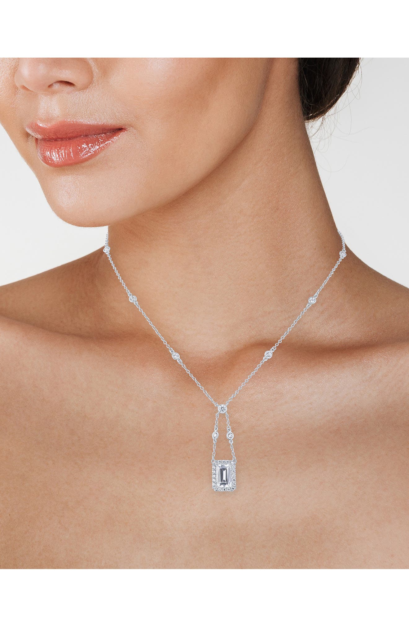 CZ by Kenneth Jay Lane Cubic Zirconia Swing Pendant Necklace