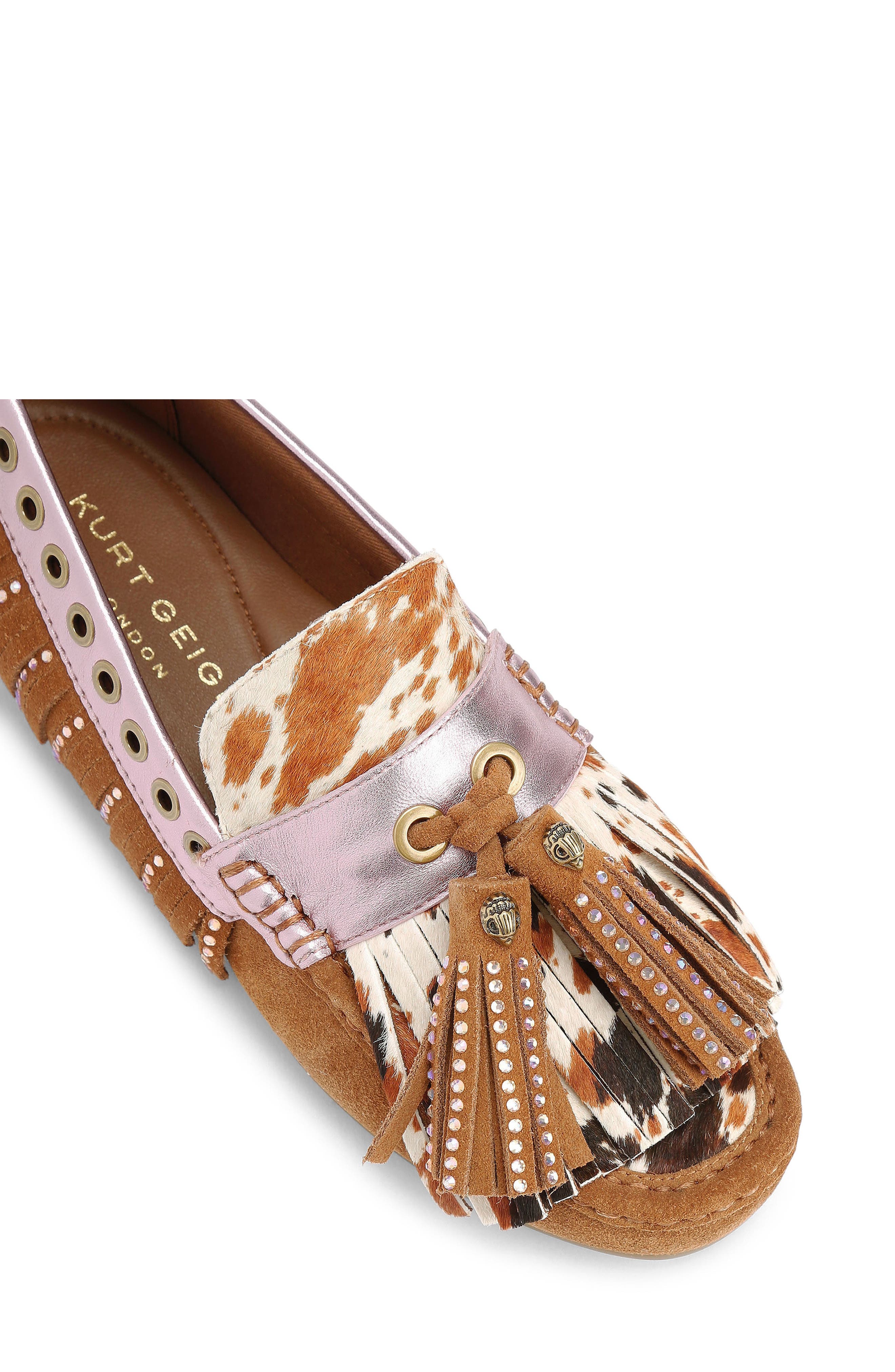 Kurt Geiger London Genuine Calf Hair Tassel Fringe Loafer