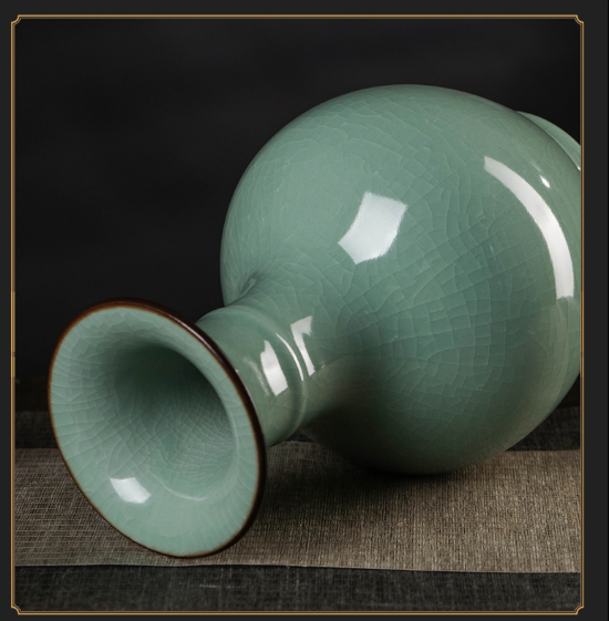 Celadon Song Dynasty Official Kiln Appreciation Vase Ancient Cultural Relics Living Room Decoration