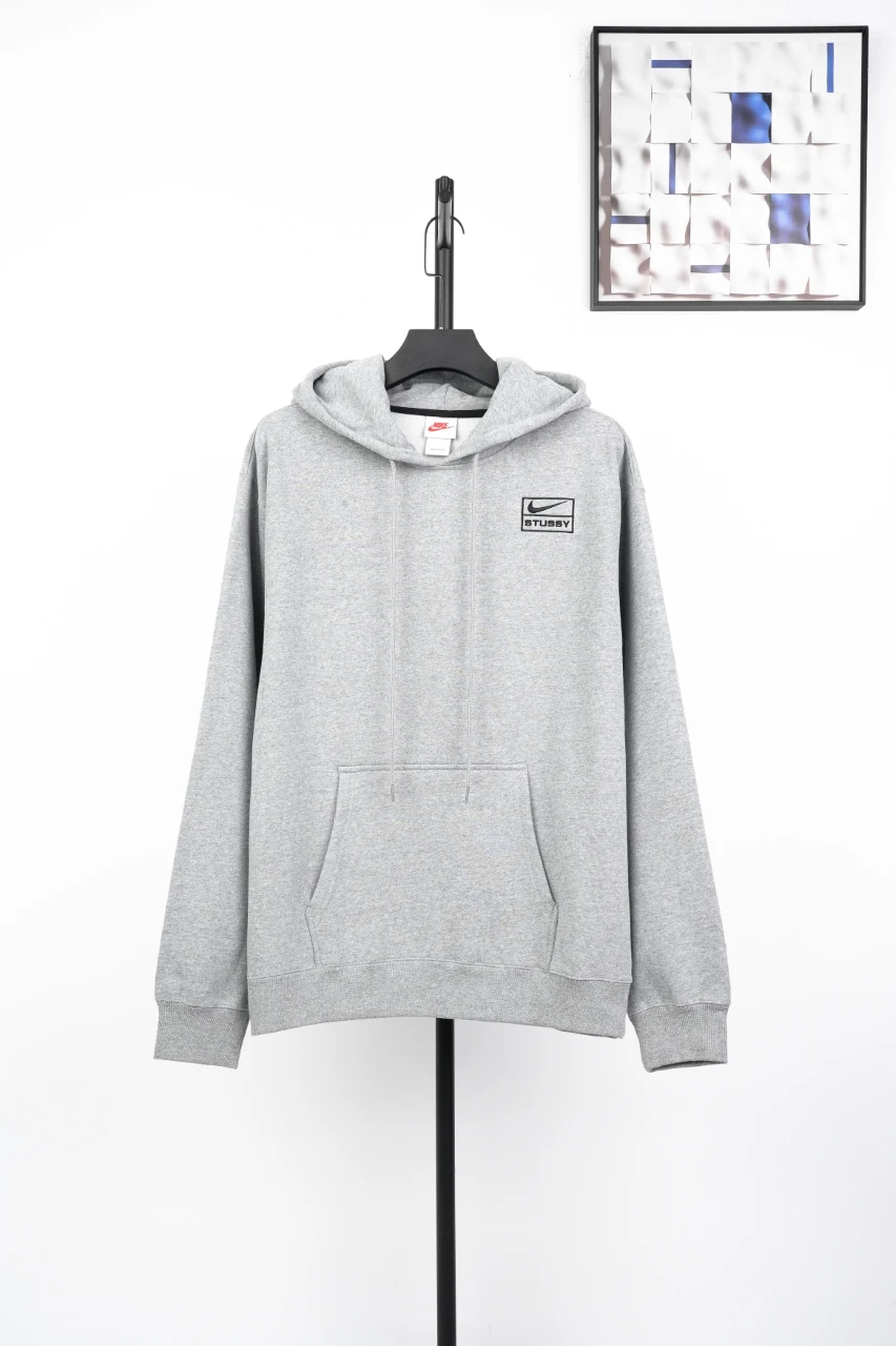 Nike Grey Embroidered Logo Fleece Hoodie product photo from LabelPicks