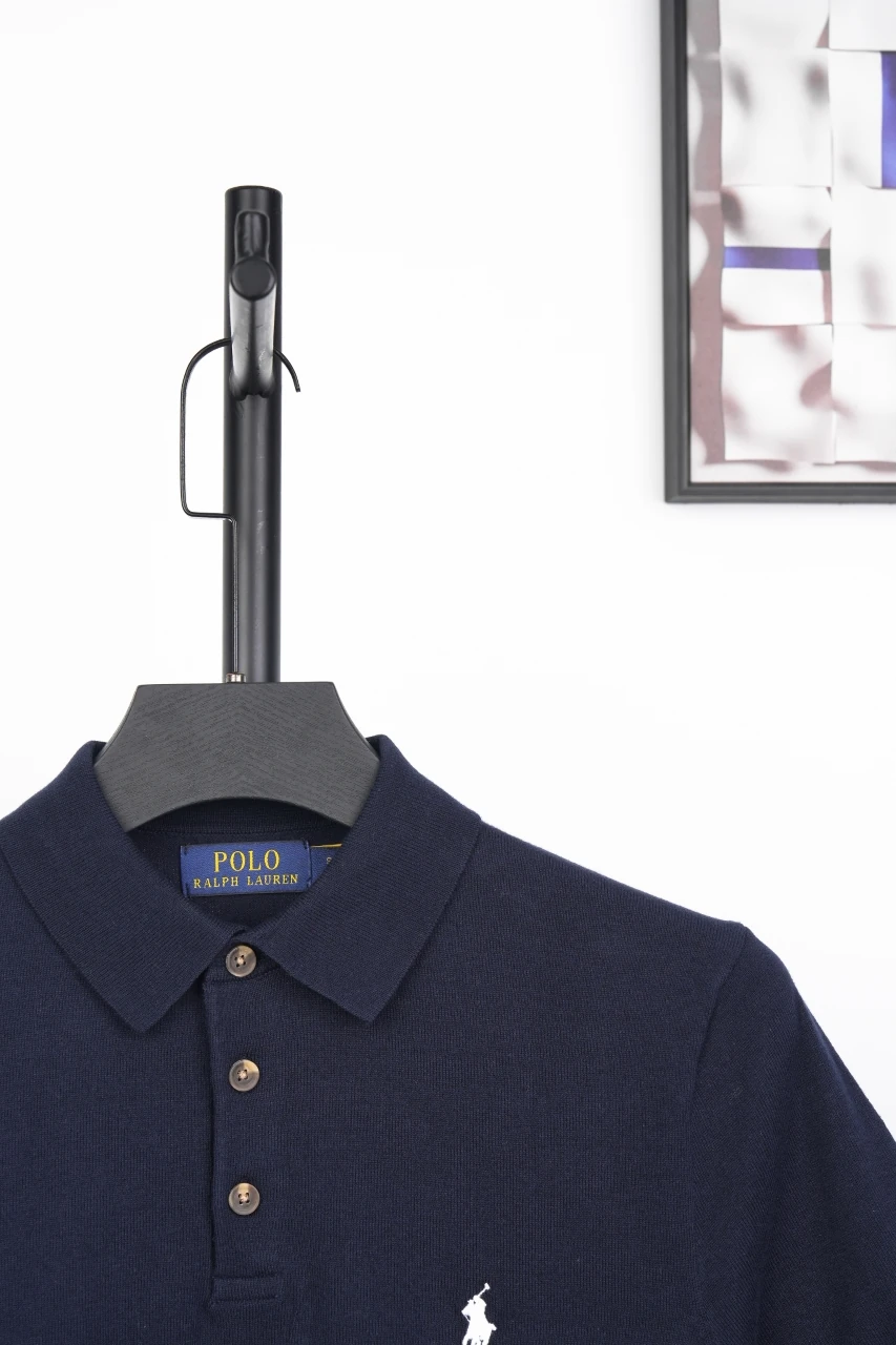 Ralph Lauren Navy Pony Embroidered Plain Knit Polo Shirt product photo from LabelPicks
