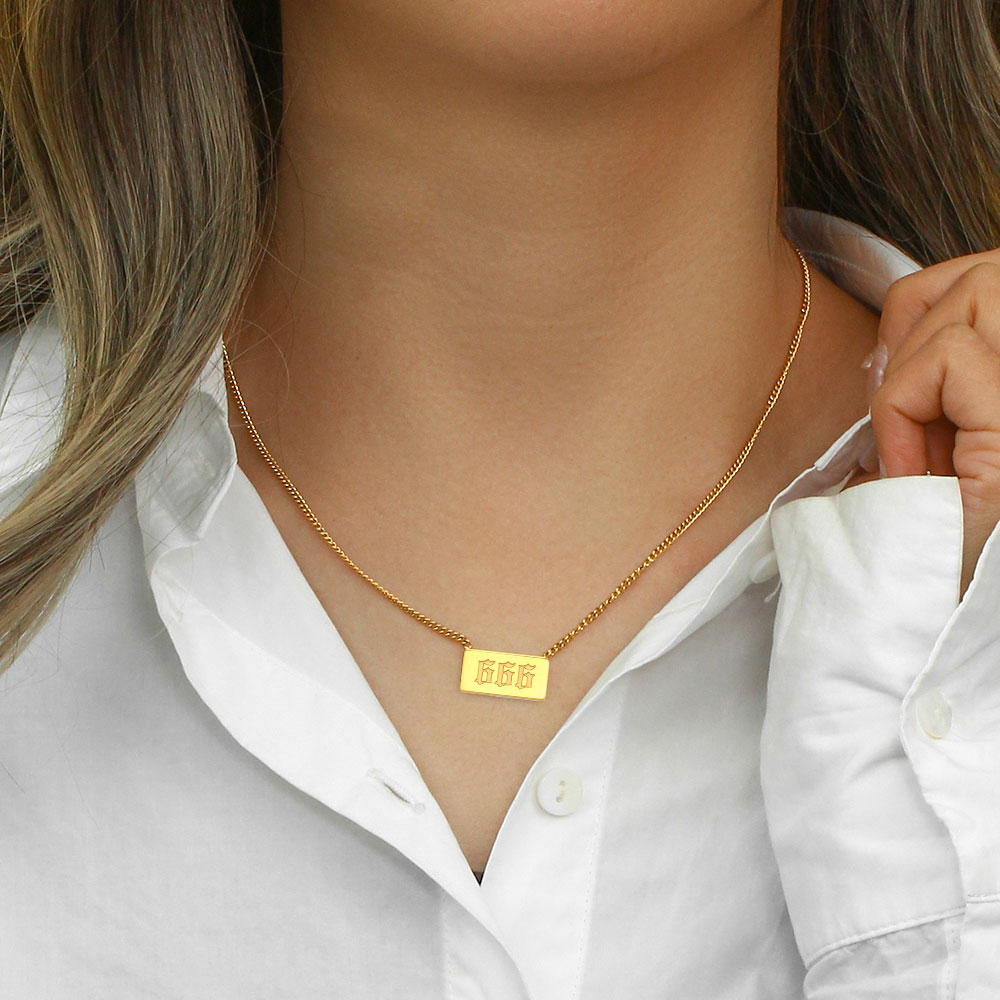 2022 New Square 666 Necklace 18k Gold
