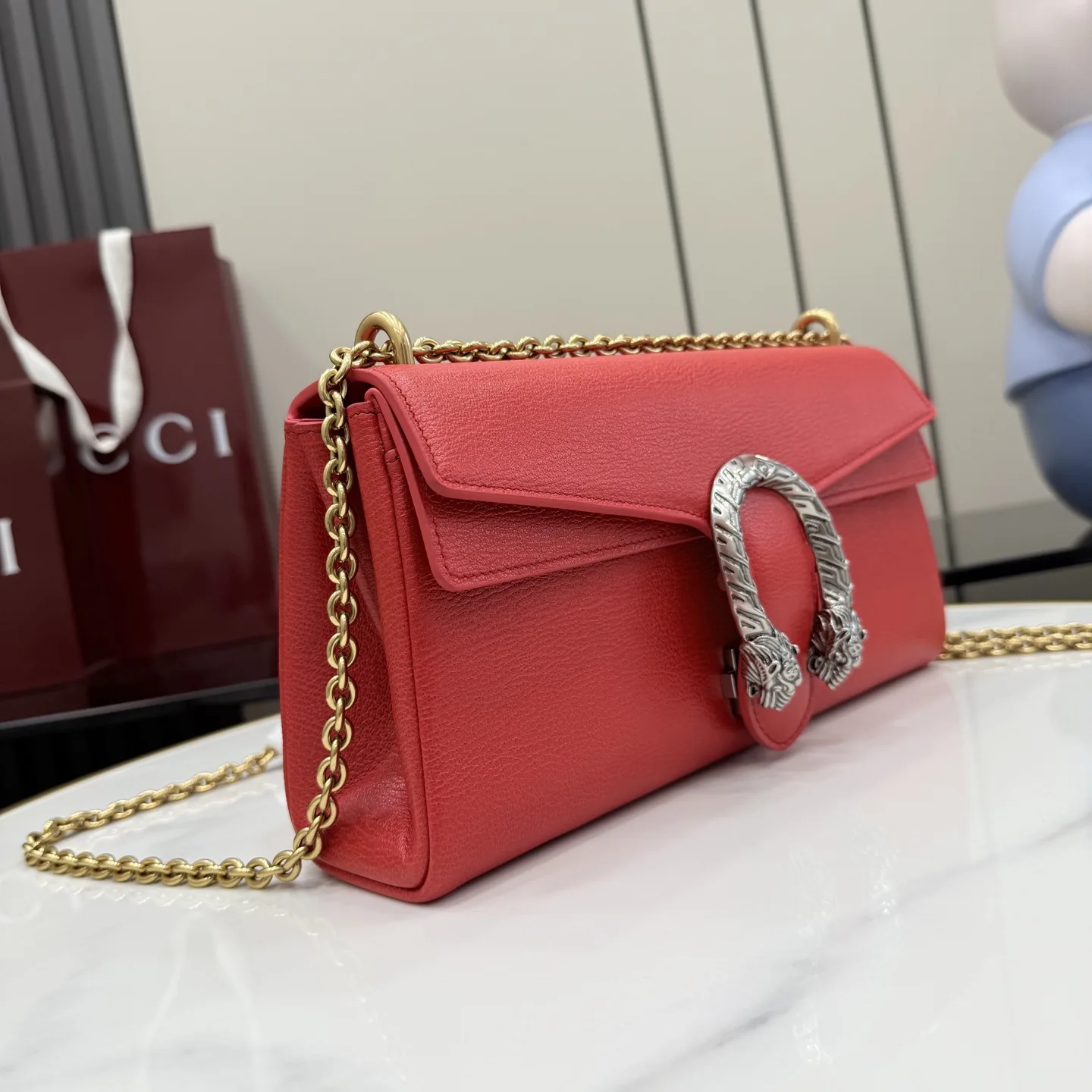 Gucci Dionysus Red Grained Leather Shoulder Bag product photo from LabelPicks