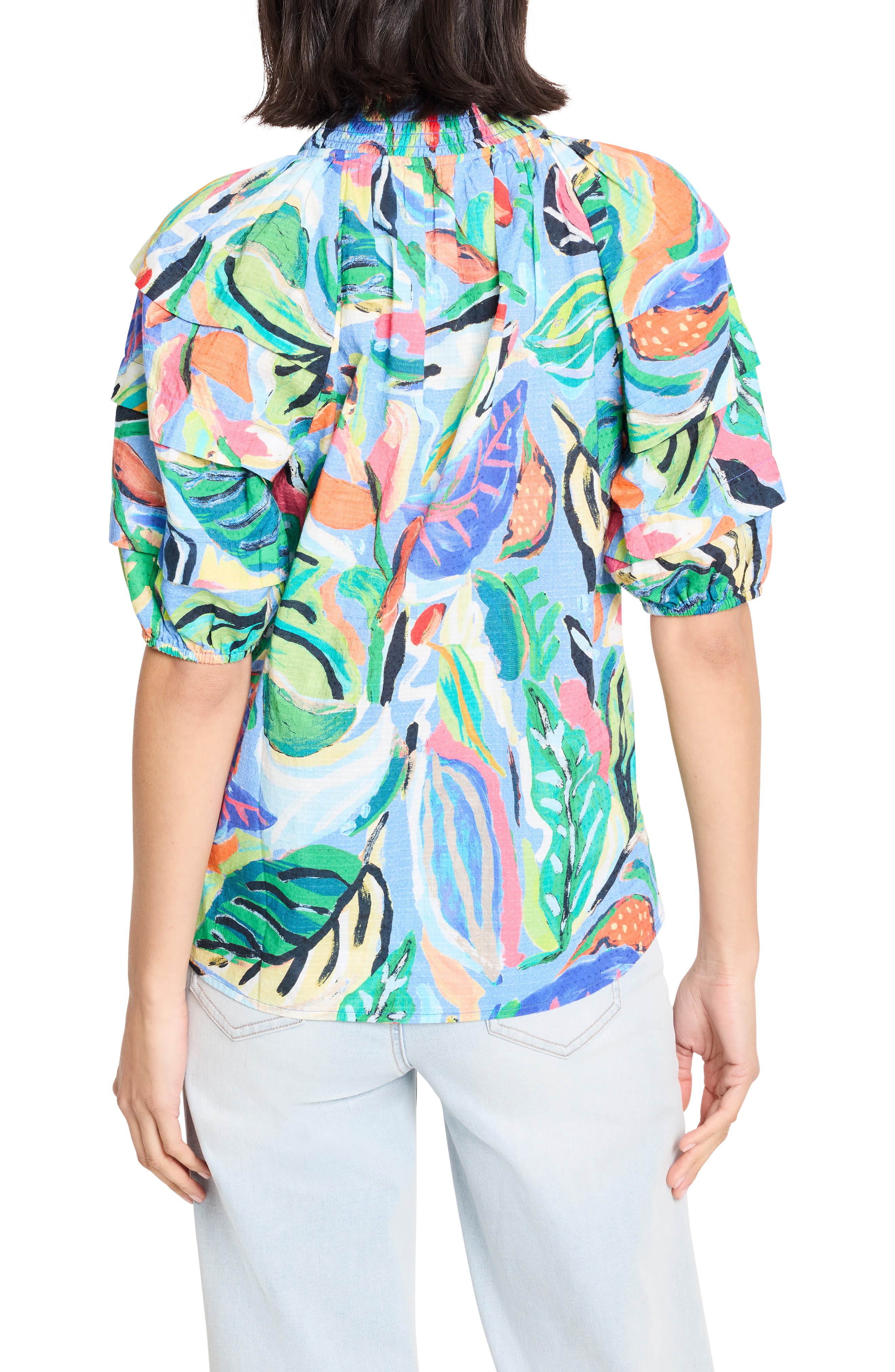 NIC+ZOE Island Beat Smocked Collar Top