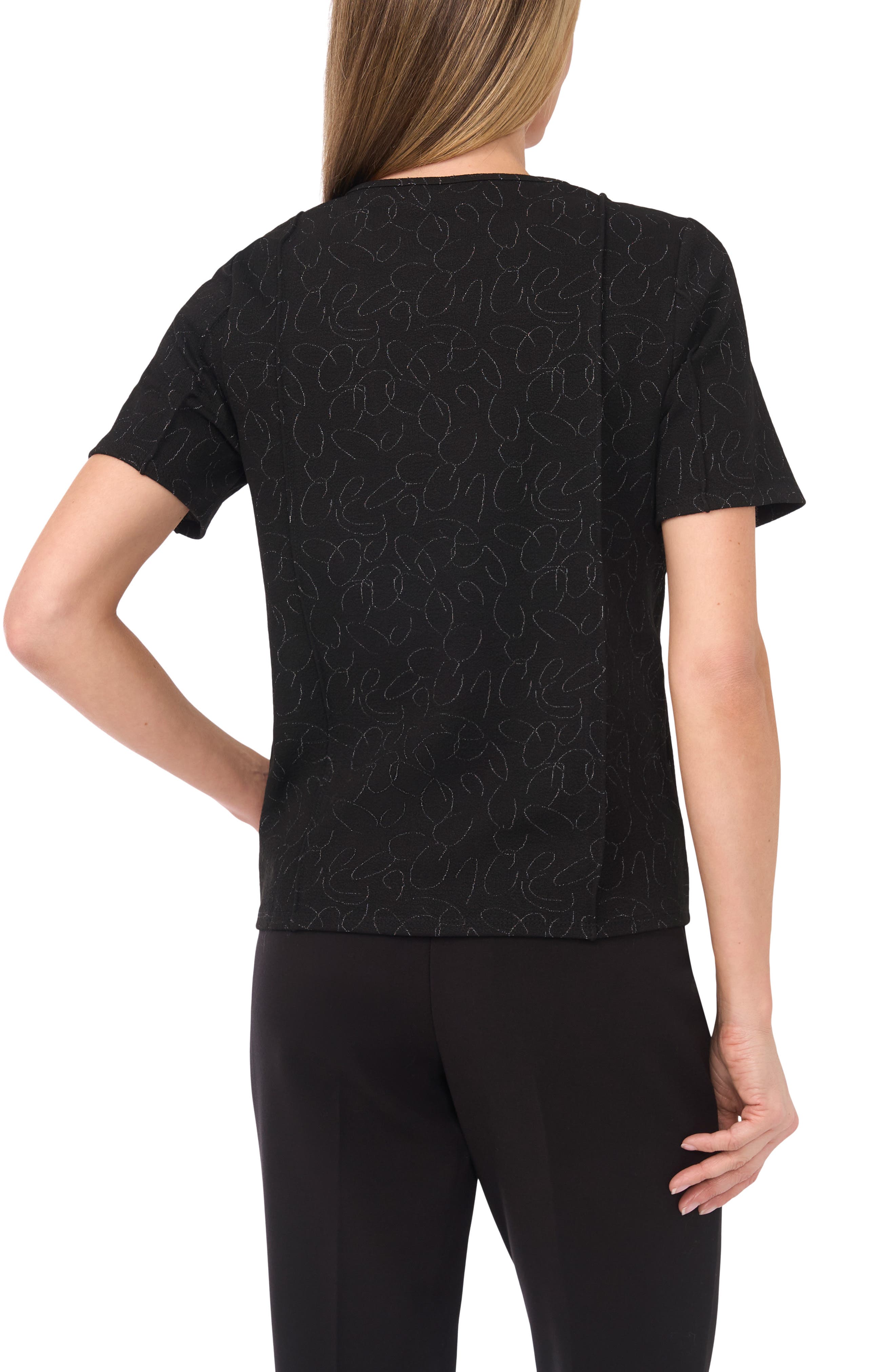 Halogen® Pintuck Crepe Knit Jacquard Top