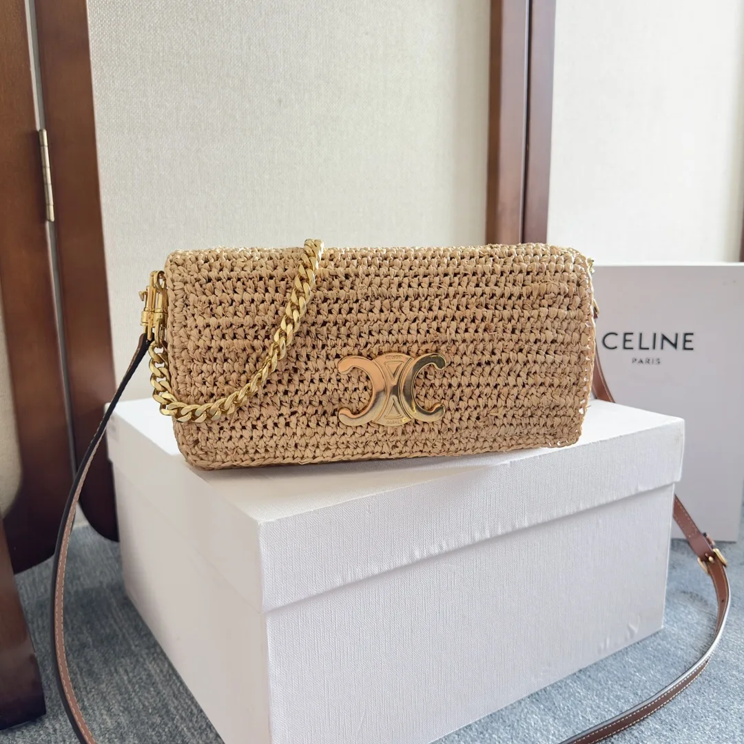 Celine Straw Woven Triomphe Crossbody Bag product photo from LabelPicks