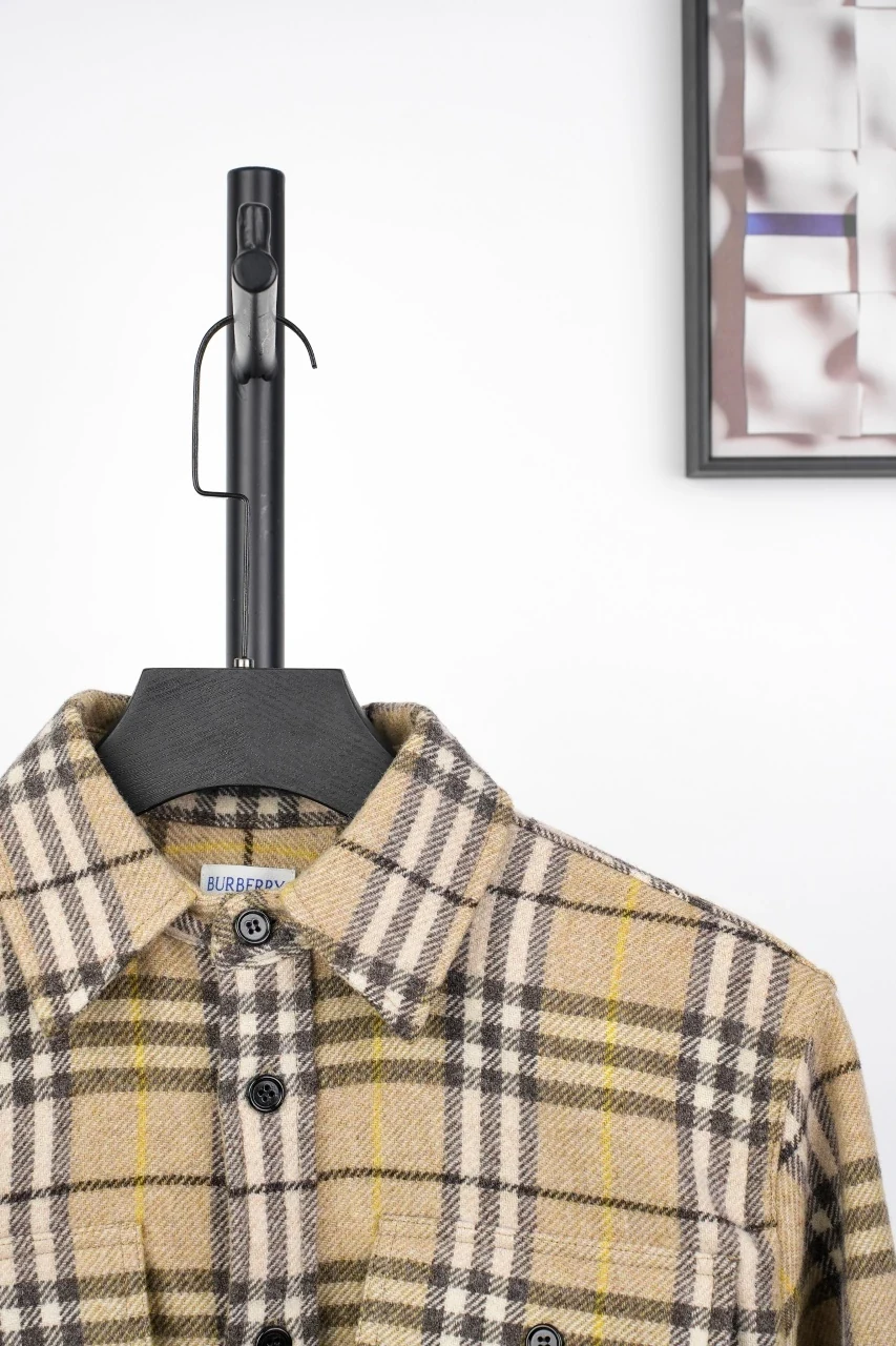 Burberry Beige Check Wool Blend Shirt Jacket product photo from LabelPicks