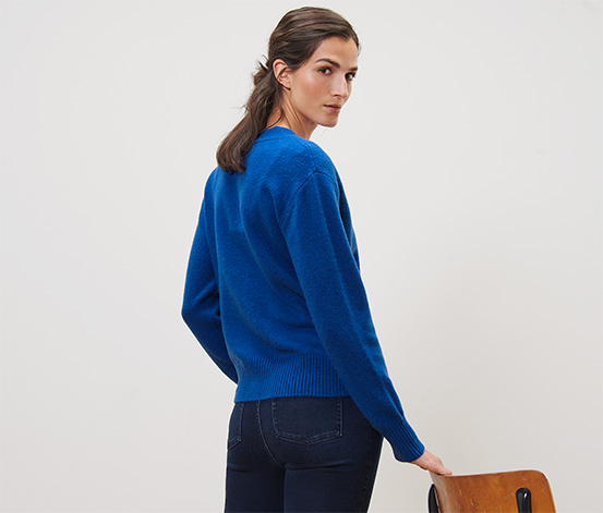 Strickjacke mit Wolle, kobaltblau