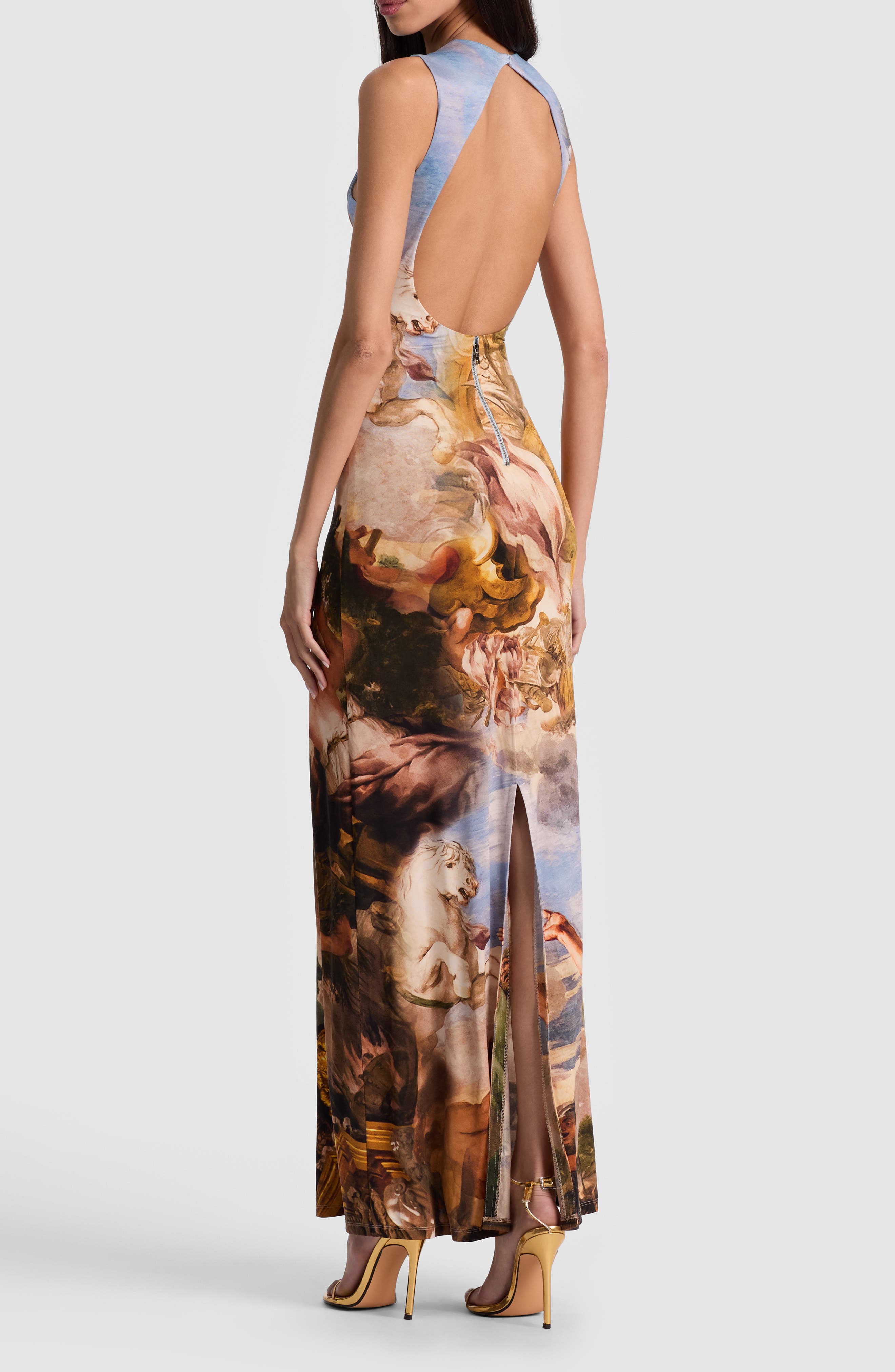 Alice + Olivia Delora Open Back Maxi Dress