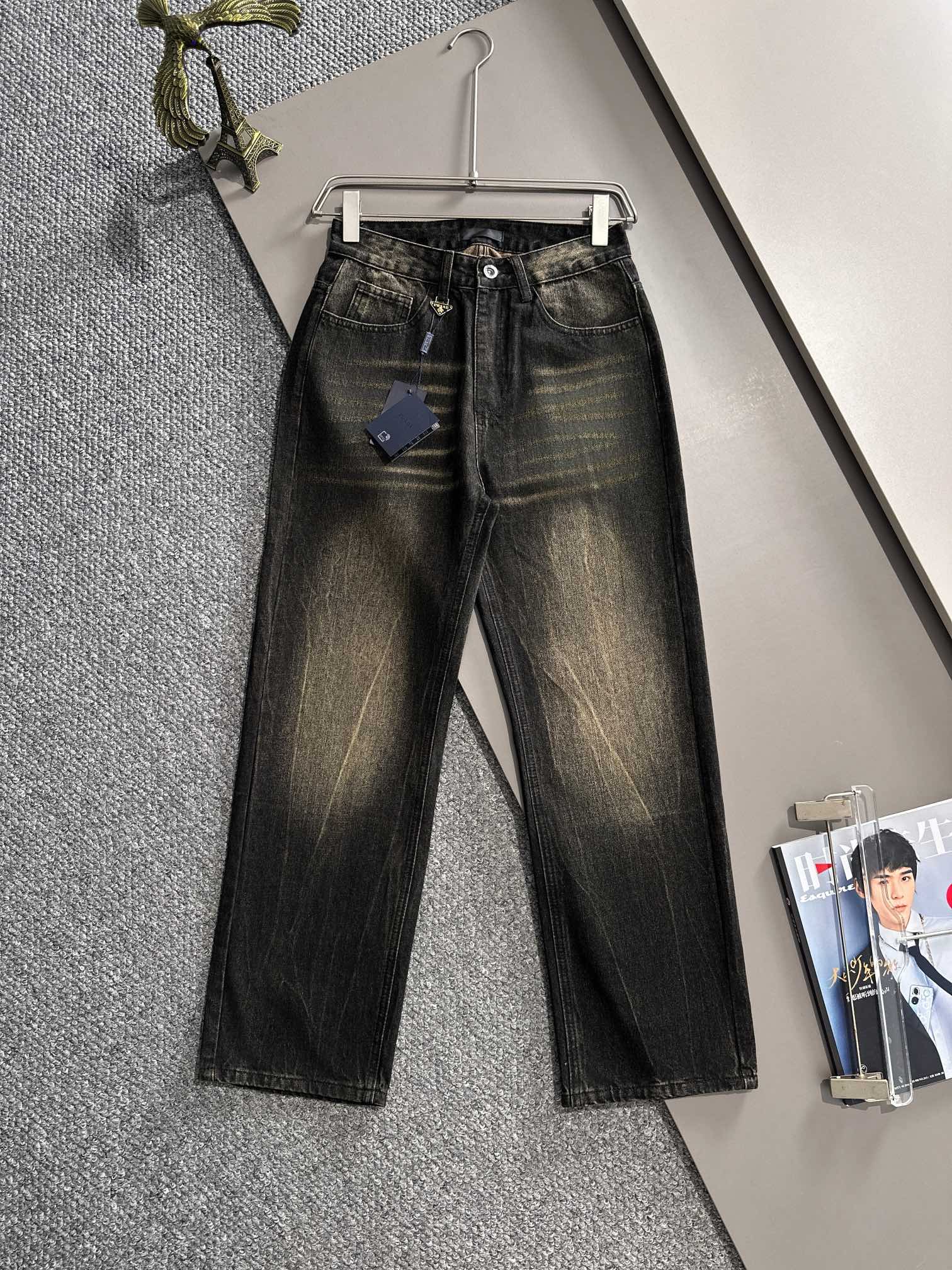 0407 New ribbon splicing logo sports and leisure leg pants