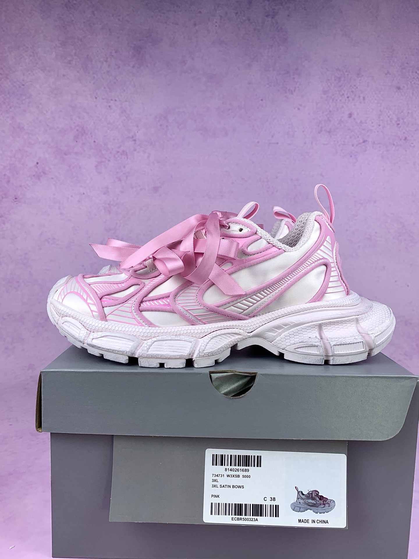 3XL Satin Bow Sneaker in Pink