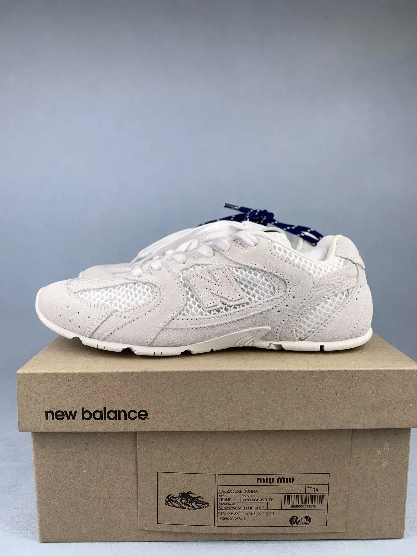 New Balance X Miu Miu 530 suede and mesh sneakers product photo from LabelPicks