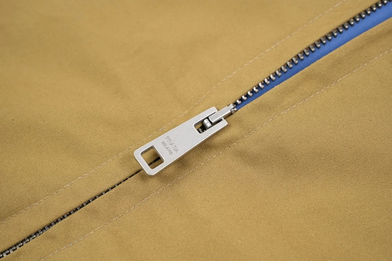 Prada Khaki Zip Jacket with Blue Lining product photo from LabelPicks