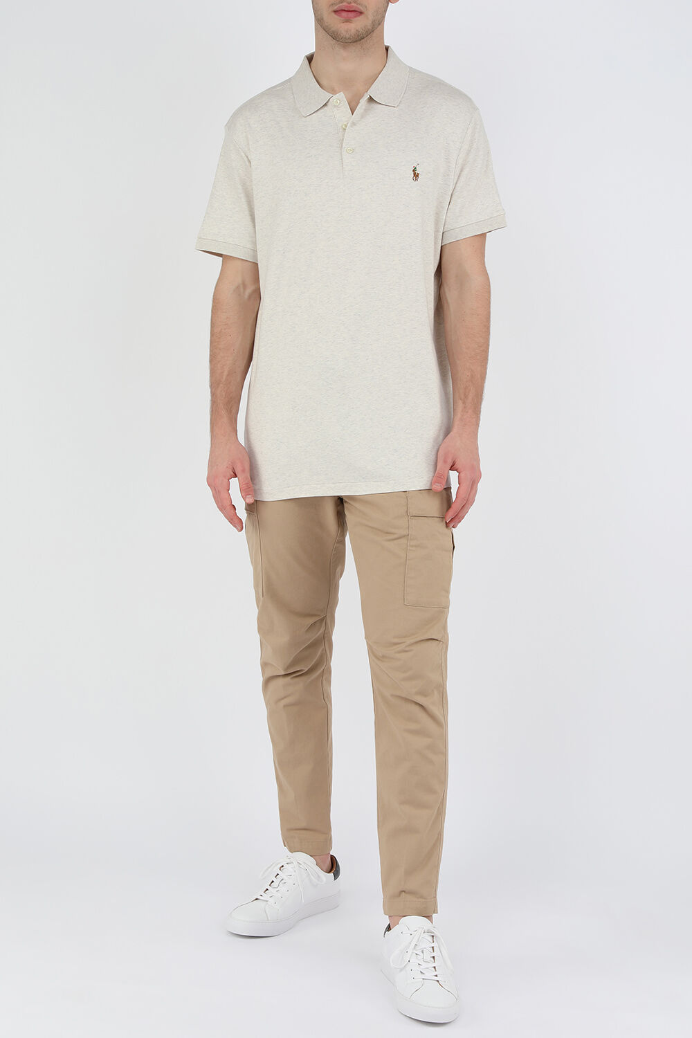 POLO RALPH LAUREN חולצת פולו אפור עם לוגו רקום