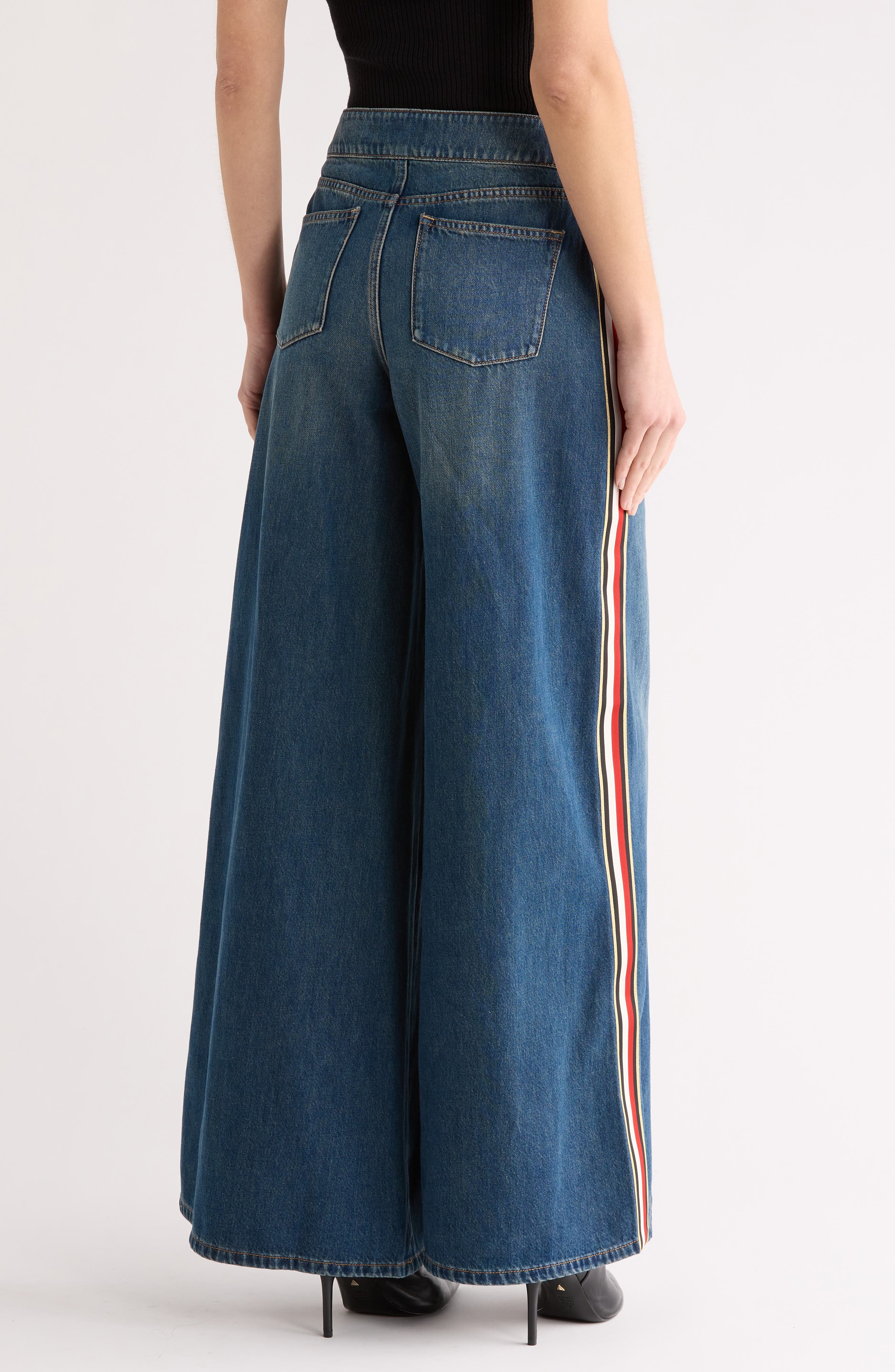 Alice + Olivia Nessi High Waist Side Stripe Baggy Jeans