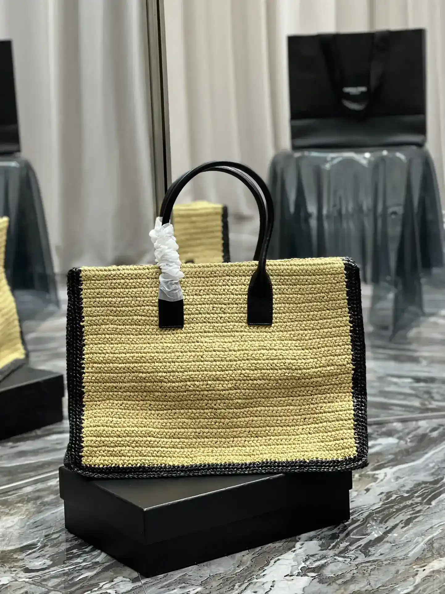 Saint Laurent Straw Woven Tote Bag product photo from LabelPicks