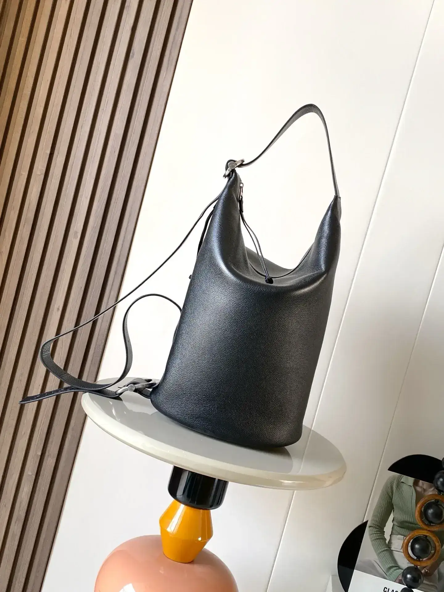 Bottega Veneta Loop Black Grained Leather Bucket Bag product photo from LabelPicks