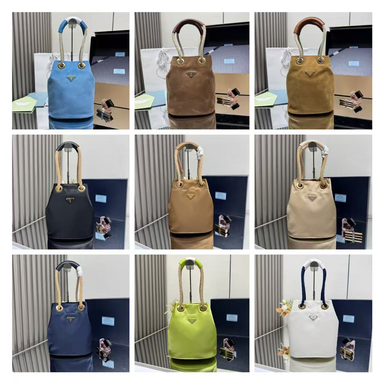 PRADA Mariner bag, made of leather and nylon, 28cm.