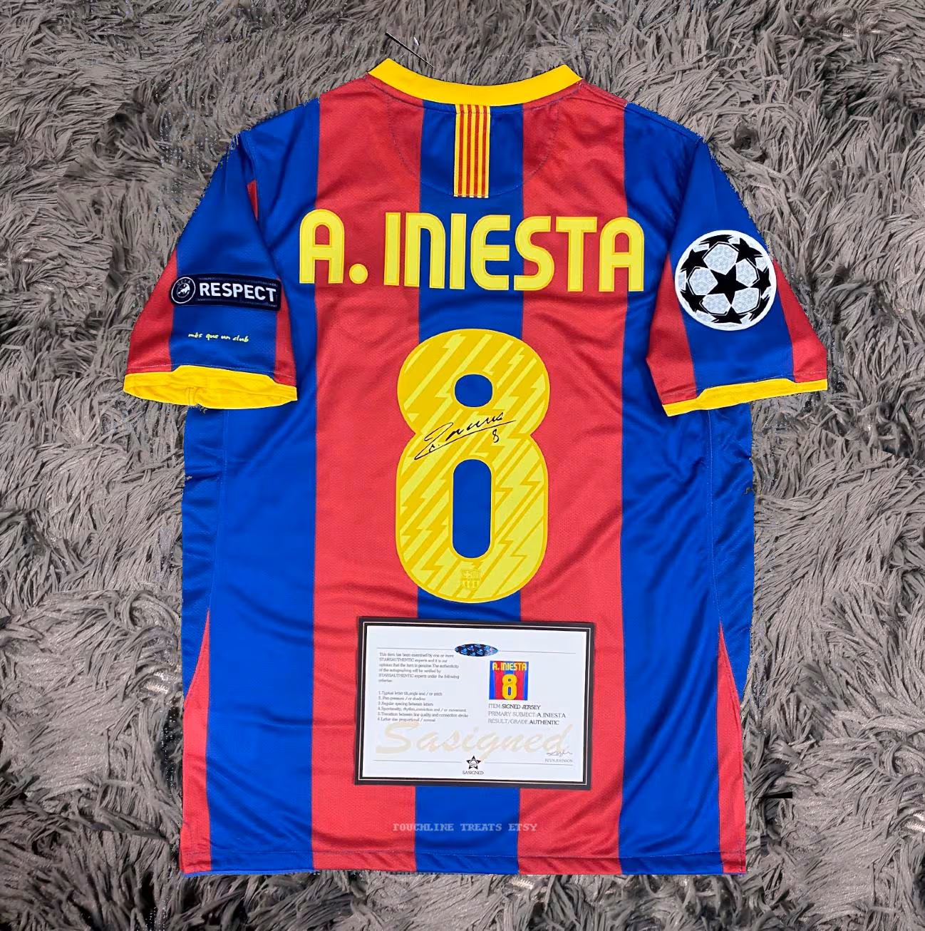 Andr茅s Iniesta SIGNED Barcelona 10/11 Home UCL Final Jersey/Shirt - COA - 2011 Retro