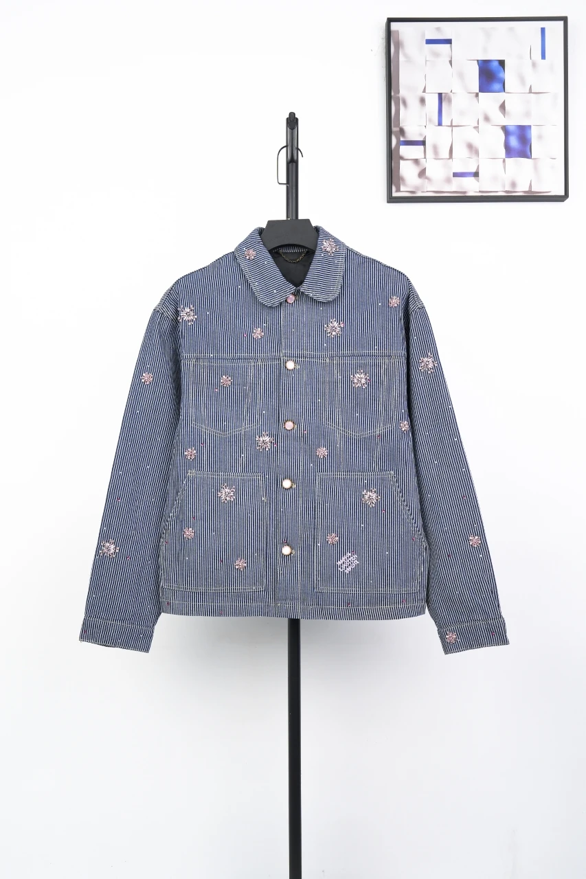 Louis Vuitton Blue Sakura Embroidered Stripe Denim Jacket product photo from LabelPicks