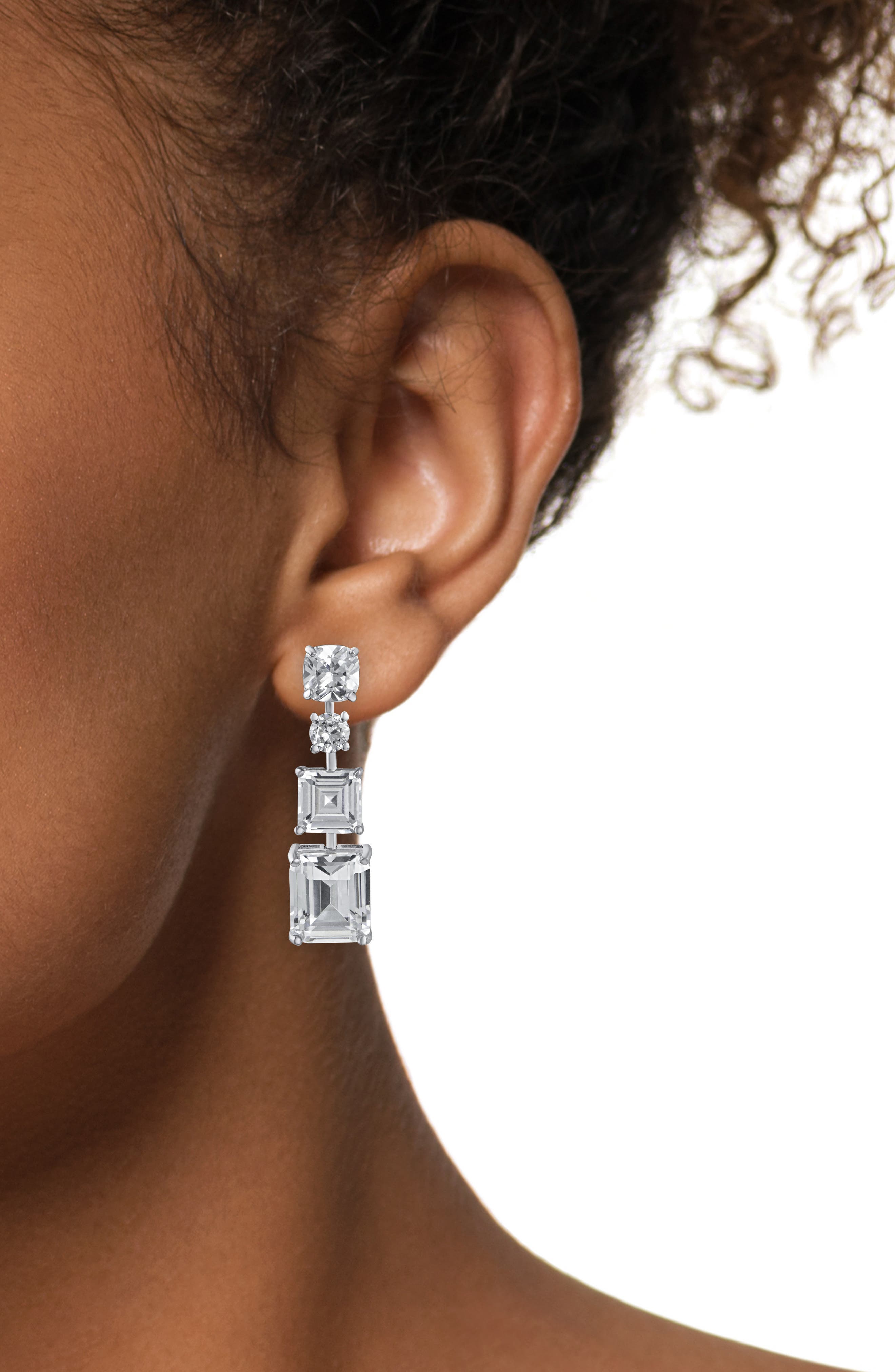 CZ by Kenneth Jay Lane Mixed Cut Cubic Zirconia Linear Drop Earrings