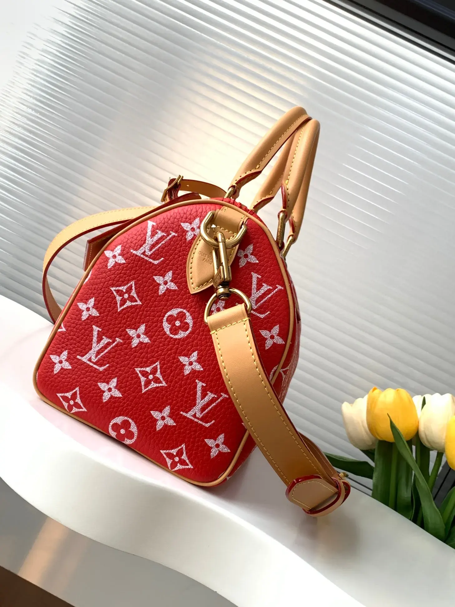 Louis Vuitton Red Speedy Lambskin Top Handle Bag product photo from LabelPicks