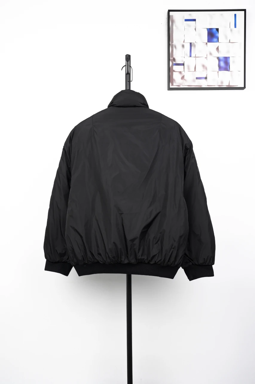Prada Black Hooded Nylon Down Jacket with Metal Triangle Logo product photo from LabelPicks