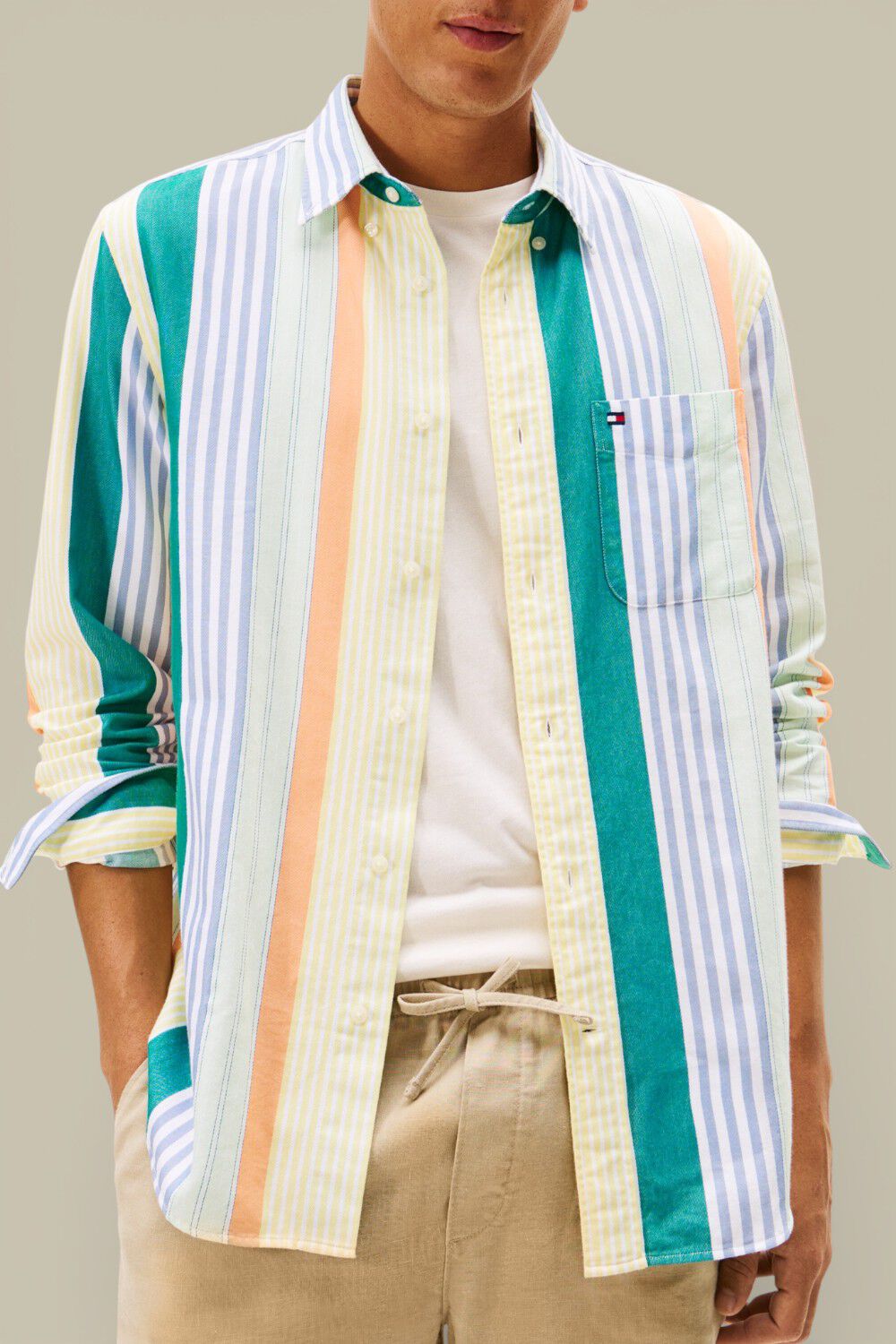 TOMMY HILFIGER חולצה מכופתרת פסים צבעוניים